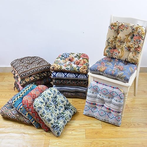 Miniatura 7 de Cojines para sillas de comedor, paquete de 2 cojines gruesos de estilo europeo para sillas de cocina, juego de 2 con lazos, cojines en forma de U