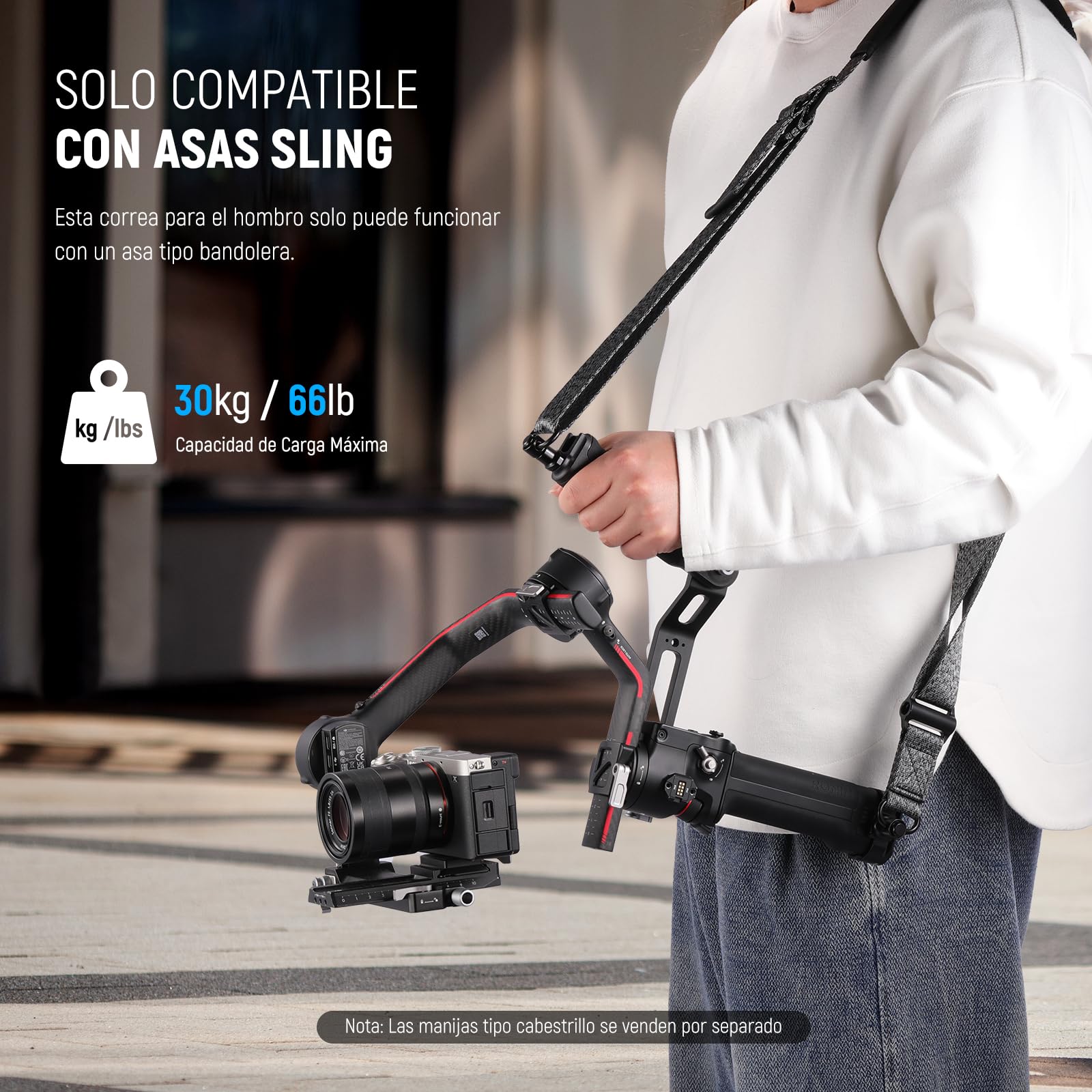 NEEWER Correa Hombro para Gimbals RS4 y RS3; Cinturón Acolchado Ajustable con Placa Base Liberación Rápida y Hebilla QD; Compatible con DJI RS4 RS4Pro RS3 RS3Pro RS2 Sling Handle, Gris, GA016