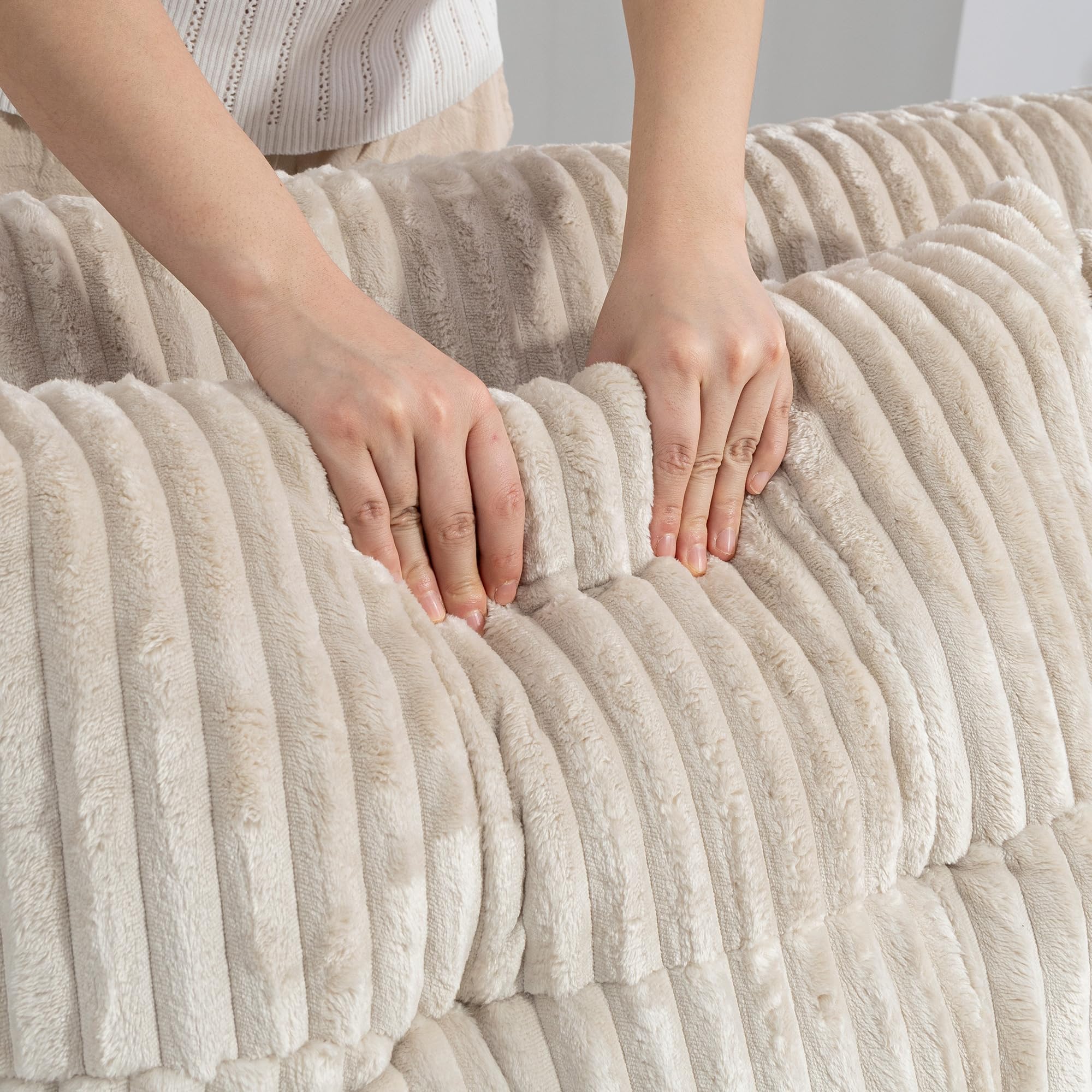 HOMCOM Schlafsofa 2-Sitzer Sofa 157 x 190 cm mit Schlaffunktion Cremeweiß