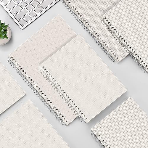 Miniatura 6 de AHGXG Paquete de 3 cuadernos en espiral, diario A5 con cuadrícula de puntos gruesos de 3.53 ozm, tapa dura transparente, 80 hojas, para diario de
