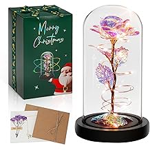 Childom Christmas Rose Gifts for Women,Birthday Gifts for Women Mom Christmas,Flowers for Delivery Prime,Colorful Light Up Rose in A Glass Dome,Anniversary Rose Gift for Her Grandma Valentines Day