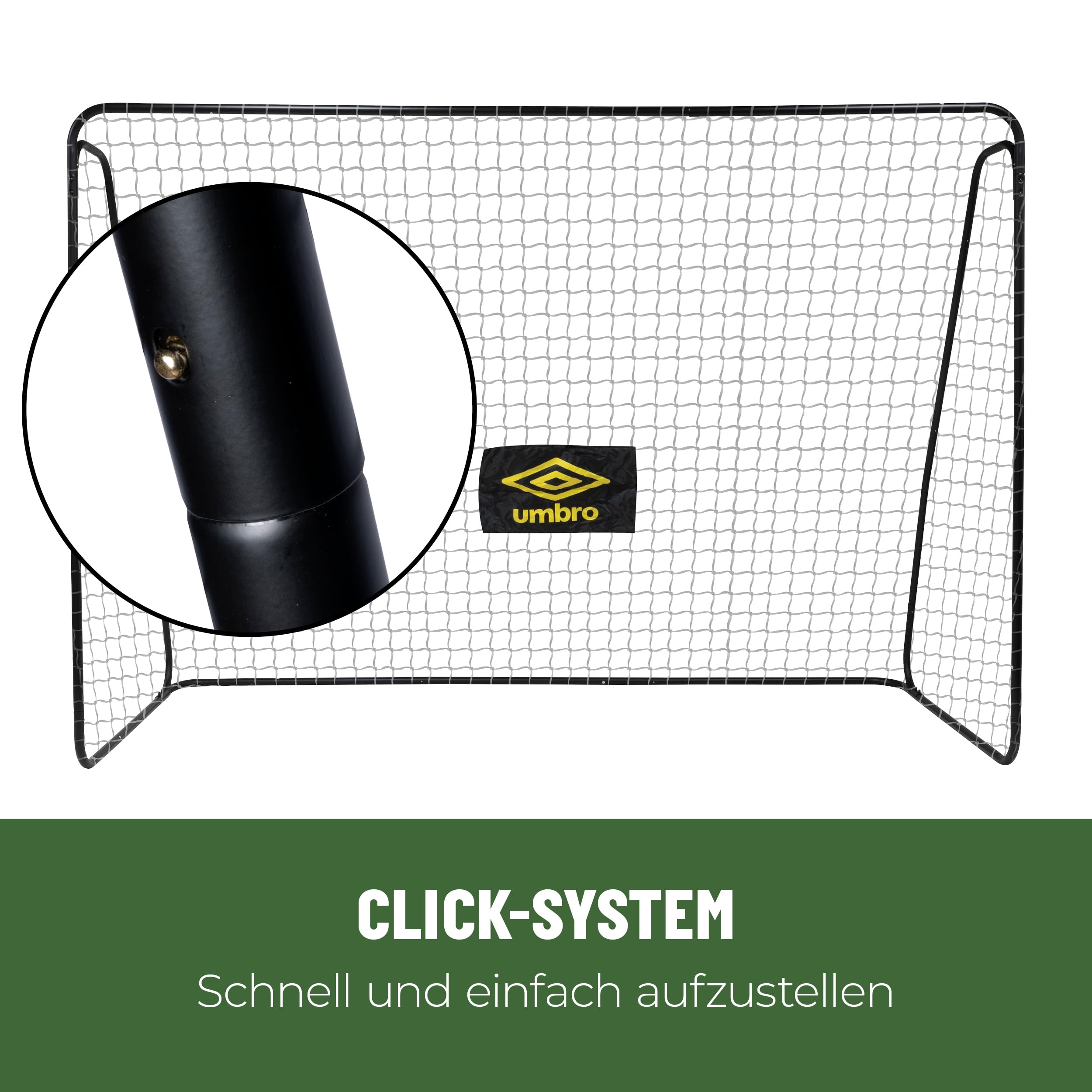 Umbro Fußballtor - Fussballtor 300 x 120 x 205 cm - Fußball Tor - Fussballtore für Garten Kinder und Erwachsene - Fussball Trainingszubehör für Innen und Außen - Metall - Schwarz/Gelb