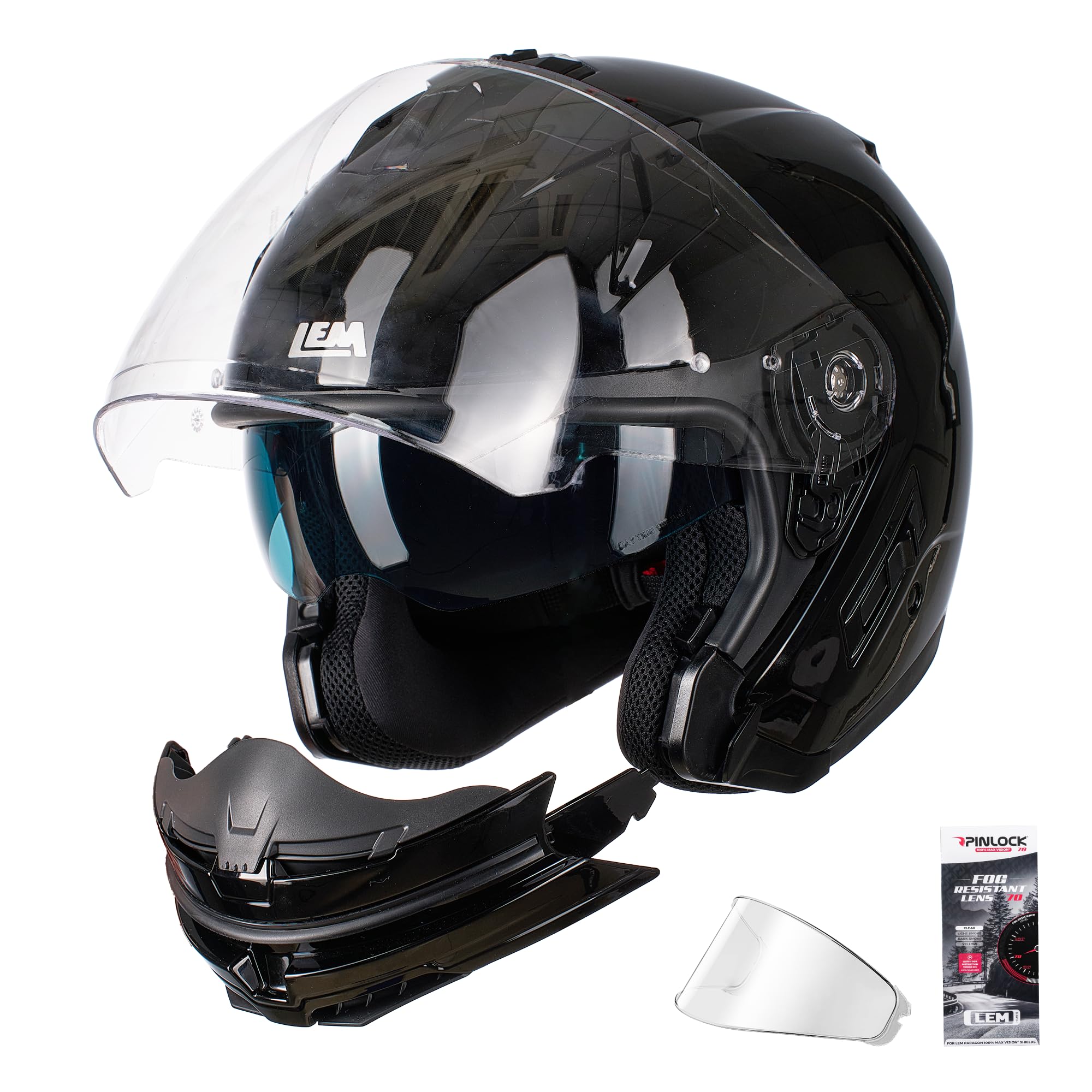LEM Modular Motorcycle Helmets for Adults, Full Face Motorcycle Helmets for Men, Detachable Chin Guard, DOT Approved, Anti-Fog PINLOCK & DVS Dual