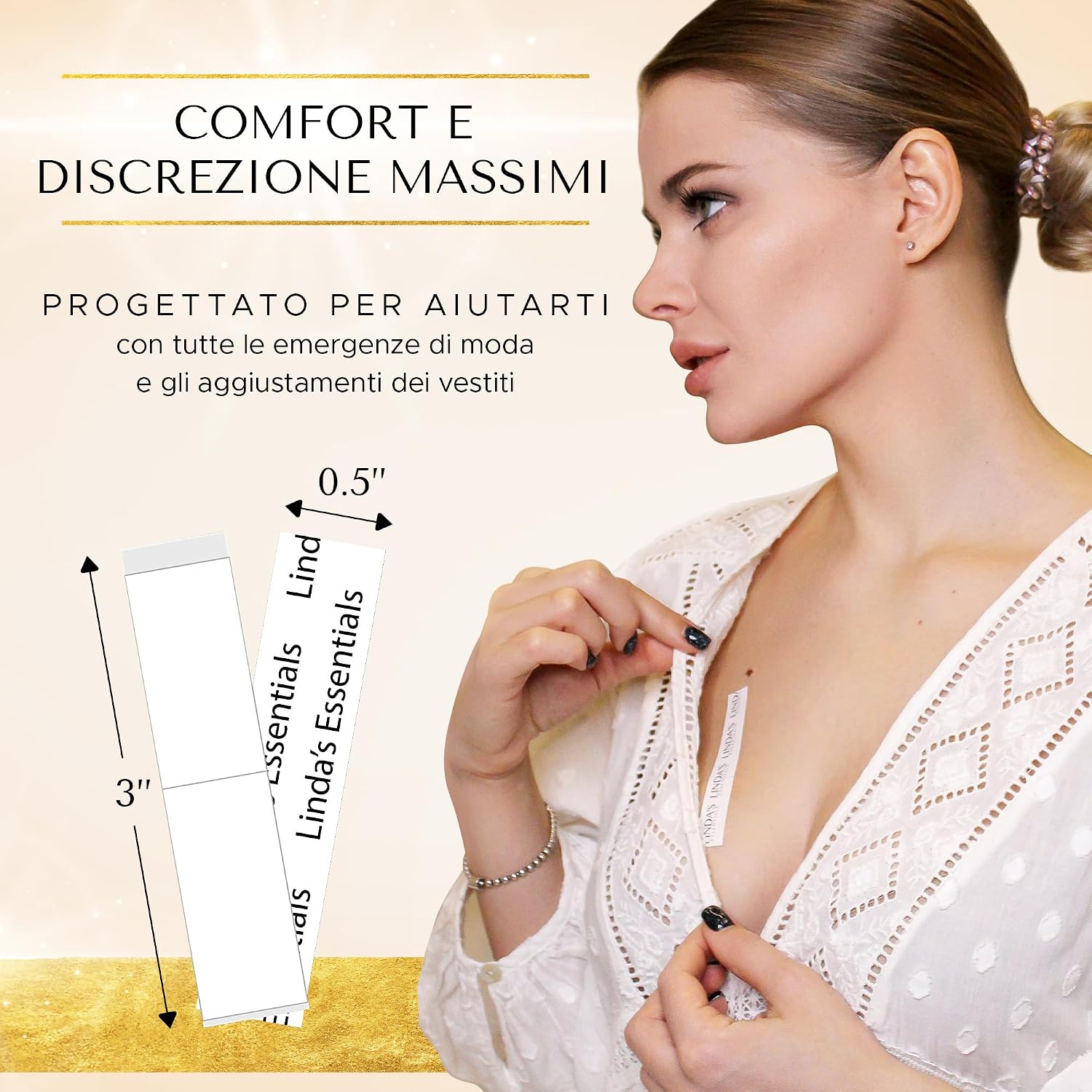 Linda's Essentials Nastro biadesivo Extra forte per tessuti Fashion Tape, biadesivo traspa - Mise en situation et utilisation