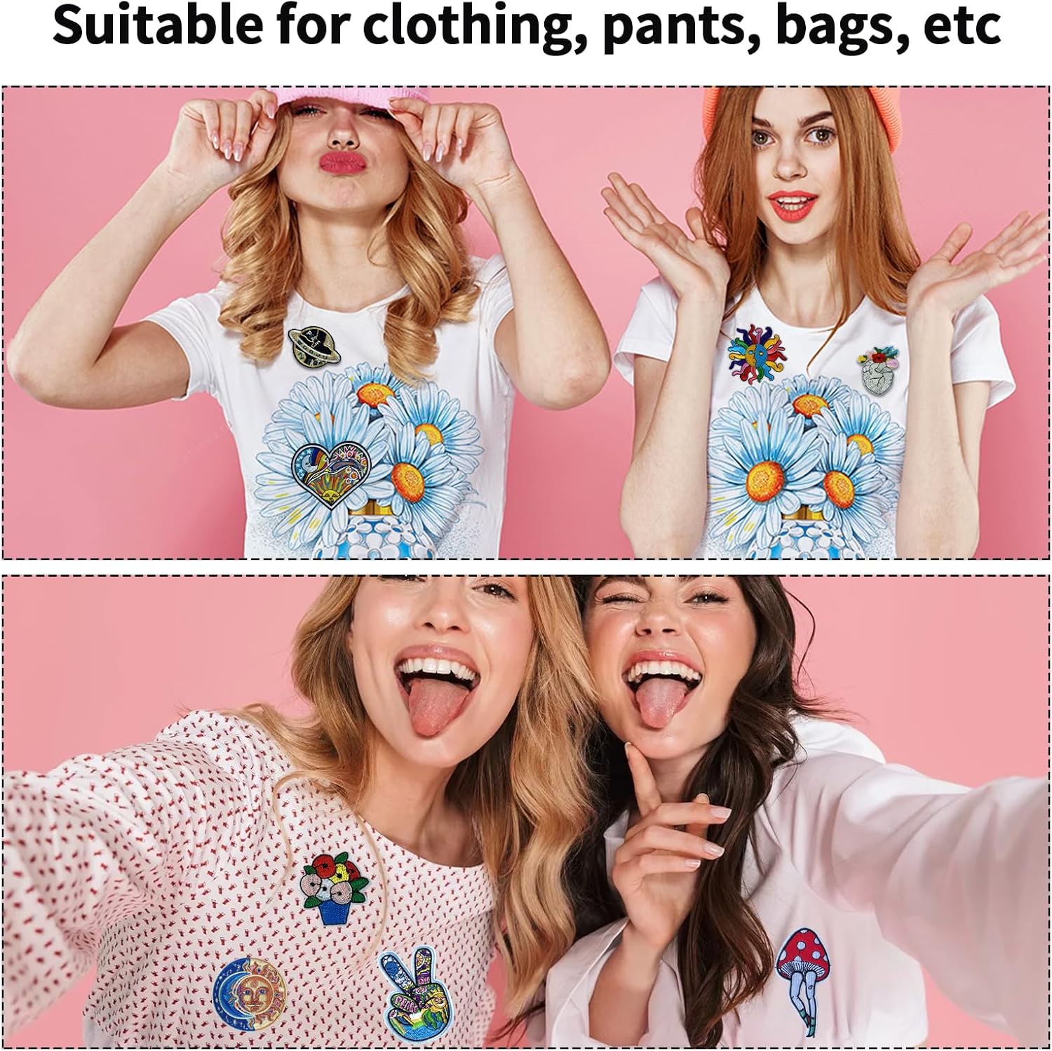 13 Pieces Iron On Patches for Clothing Hippie Patches Sew On Patches Vintage Patches Peace Sign Repair Decoractive Patch for Clothing Design Backpack Jackets Jeans Shirt DIY Craft Decorations