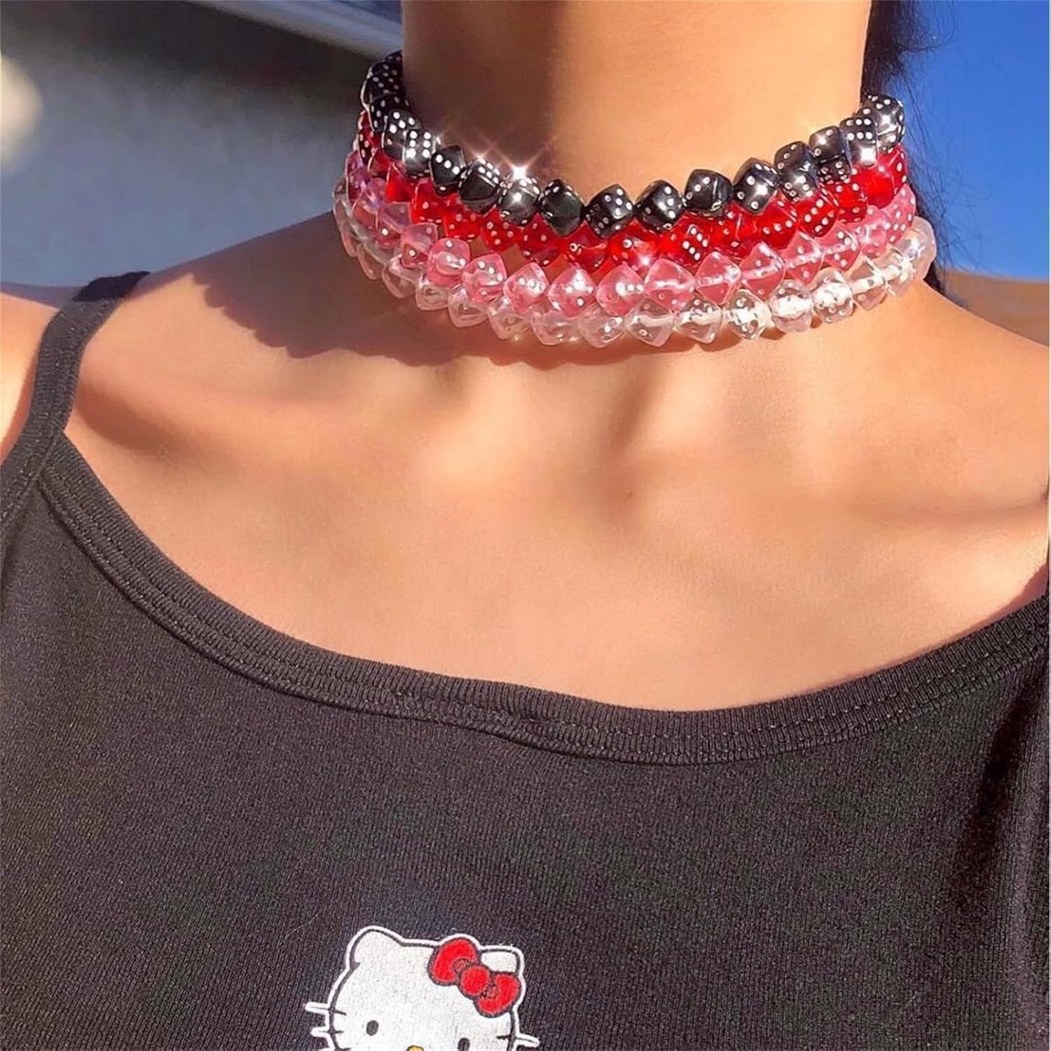 MALOYANVE Dice Earring Necklace Set for Women Colorful Acrylic Lucky Dice Bracelet Jewellery Cool Dice Earrings Casino Party Halloween jewelry Gift - Image 5