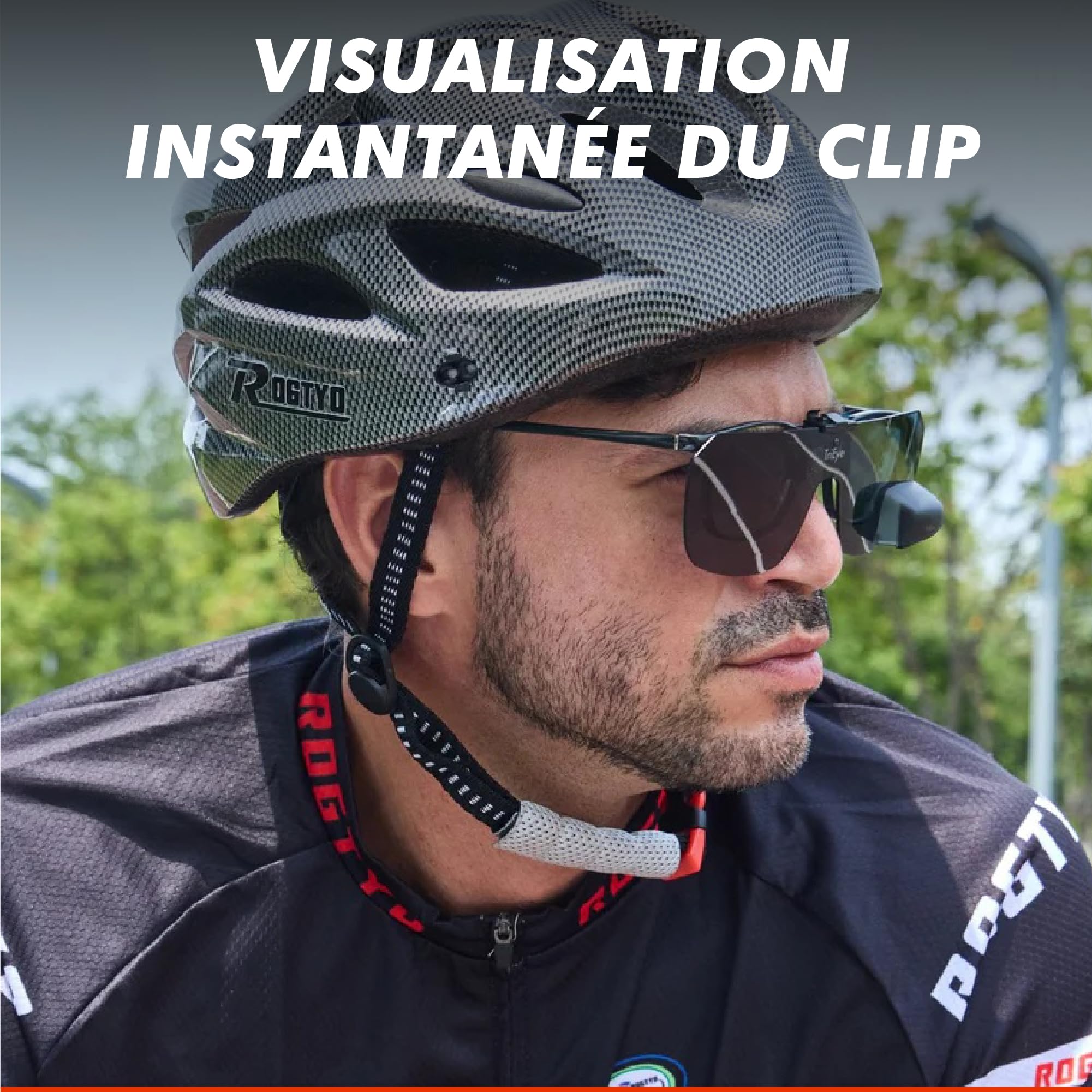 TriEye View Clip-On Lunettes de Soleil avec Rétroviseur Gauche – Lunettes Polarisées à Clipser pour Porteurs de Lunettes – 140/145 mm – Verres Clairs ou Fumés