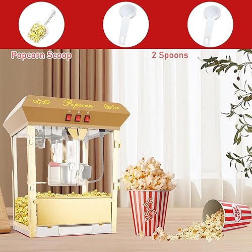 Miniatura 8 de Máquina de carrito de palomitas de maíz de 16 onzas sobre ruedas, máquina de palomitas de maíz de 850 W para 64 tazas de palomitas de maíz por lote,