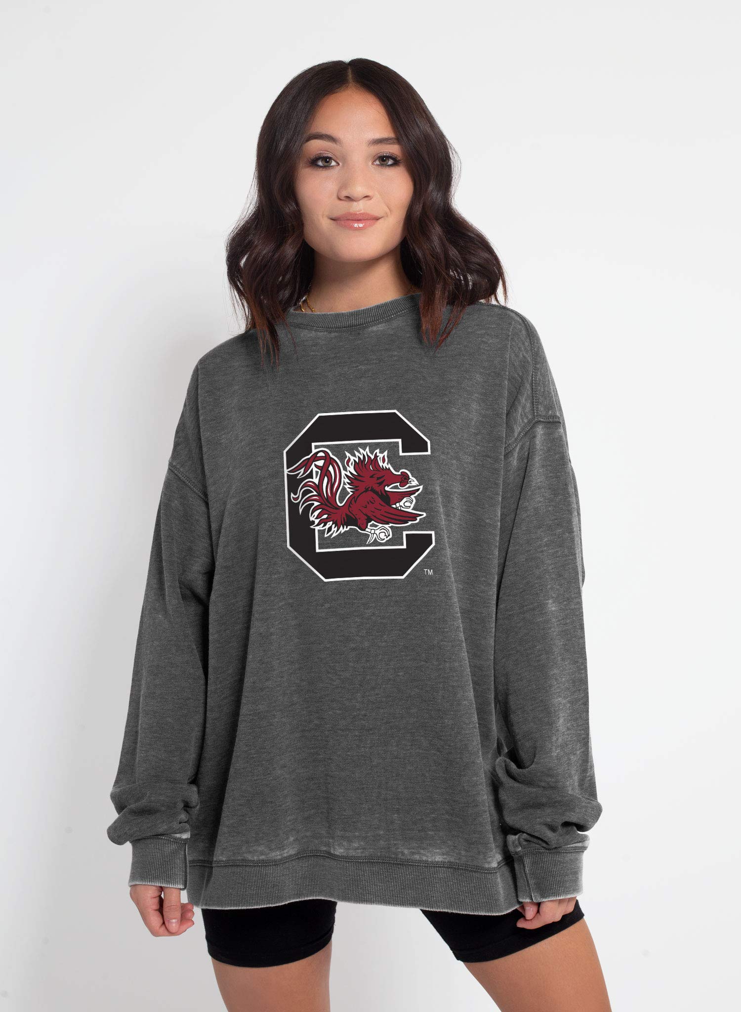 chicka-d NCAA South Carolina Fighting Gamecocks Womens Campus Pullover, Charcoal, Large, 449_TC_PL