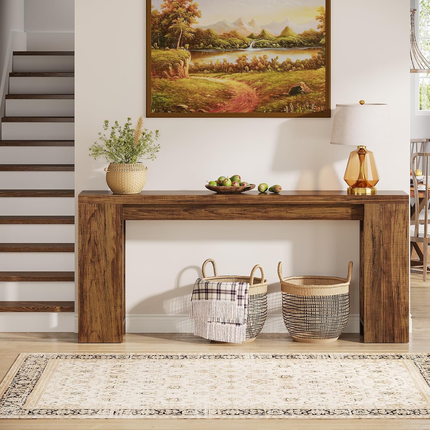 Tribesigns Consoletafel 160cm - Industriële Haltafel Rustiek Bruin - Perfect Achter De Bank Of In De Gang