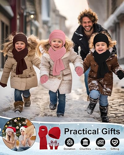 Miniatura 5 de JaGely Conjunto de invierno para niños, gorro, bufanda, guantes a granel para niños y niñas, donación de clima frío
