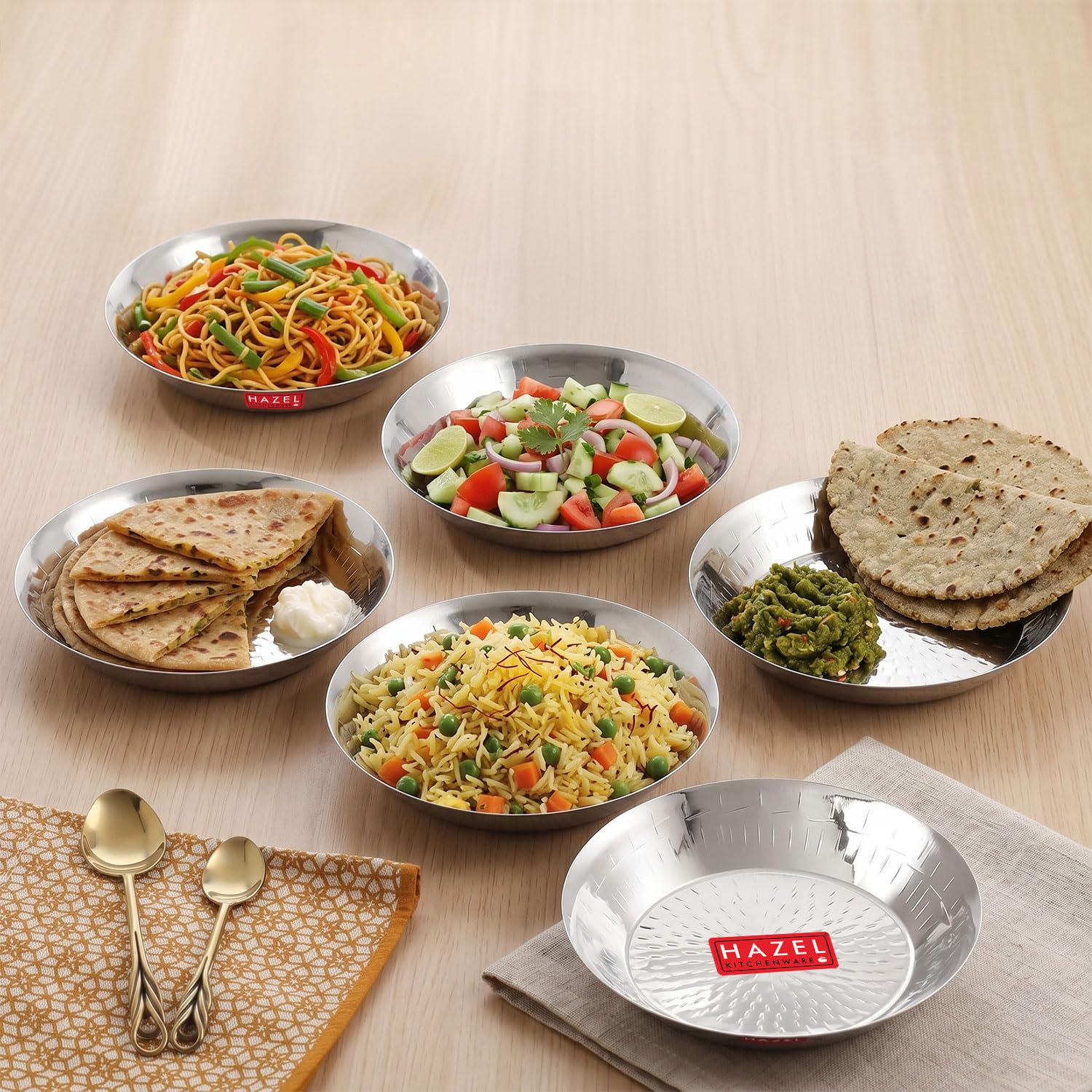 HAZEL Stainless Steel Snack Plate - Hammered Design -25