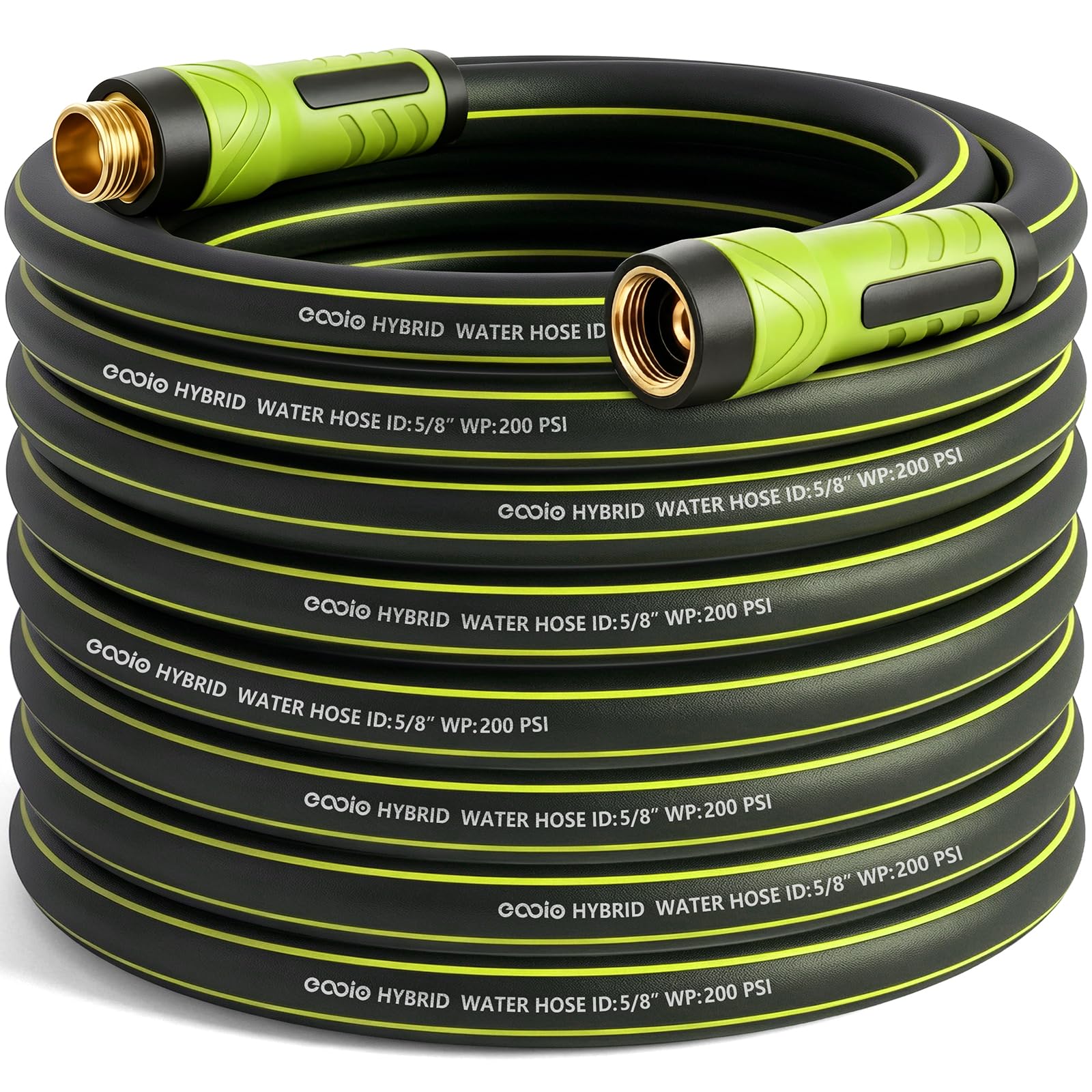 Garden Hose 75ft x 5/8", Heavy Duty Water Hose, Flexible and Durable, Kink Resistant Lightweight Hybrid Hose, Leakproof Yard Hose with Male to Female Fittings