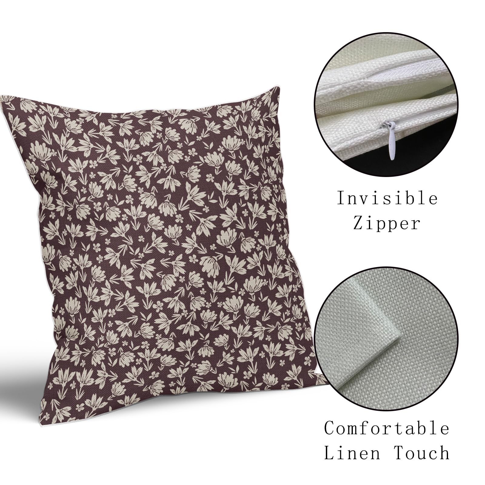 ECZOIL - Set di 2 federe decorative per cuscini, 50 x 50 cm, fiori, federa per divano decorativa, design di piante con fiori selvatici, federa per cuscino per casa, soggiorno, camera da