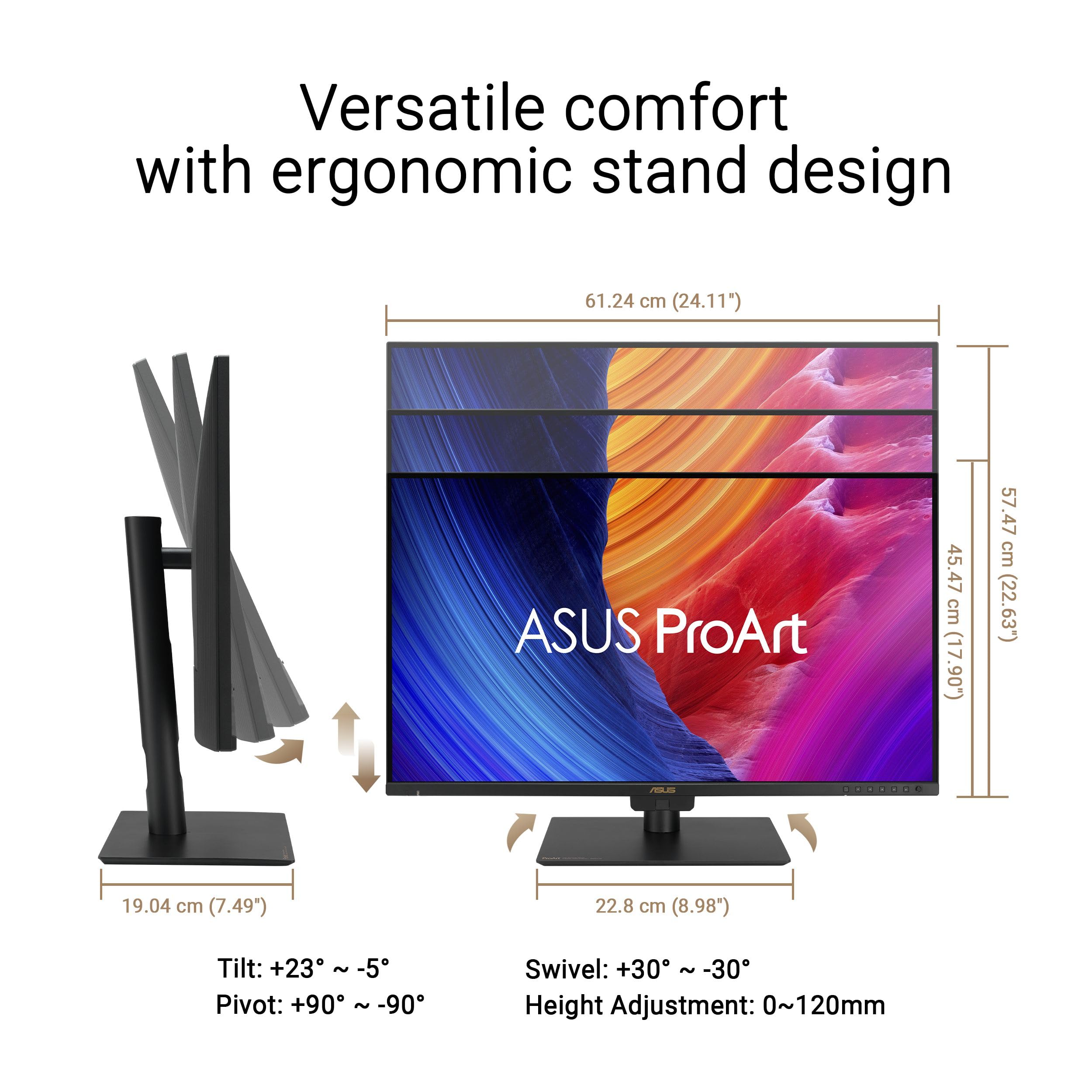 ASUS ProArt PA27UCGE: 27", 4K IPS, 160Hz, 600 nitów, 98% DCI-P3, Delta E<1, wbudowany kolorymetr, HDR10, HLG, USB-C 96W, Auto KVM, kalibracja sprzętu, ekologiczne wzornictwo.