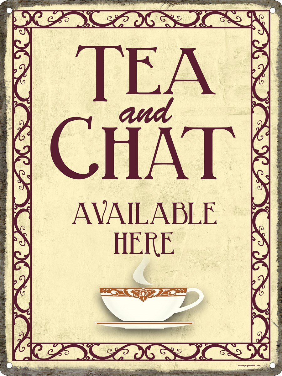 Grindstore Nc Tea And A Chat Mini Tin Sign 15X20cm