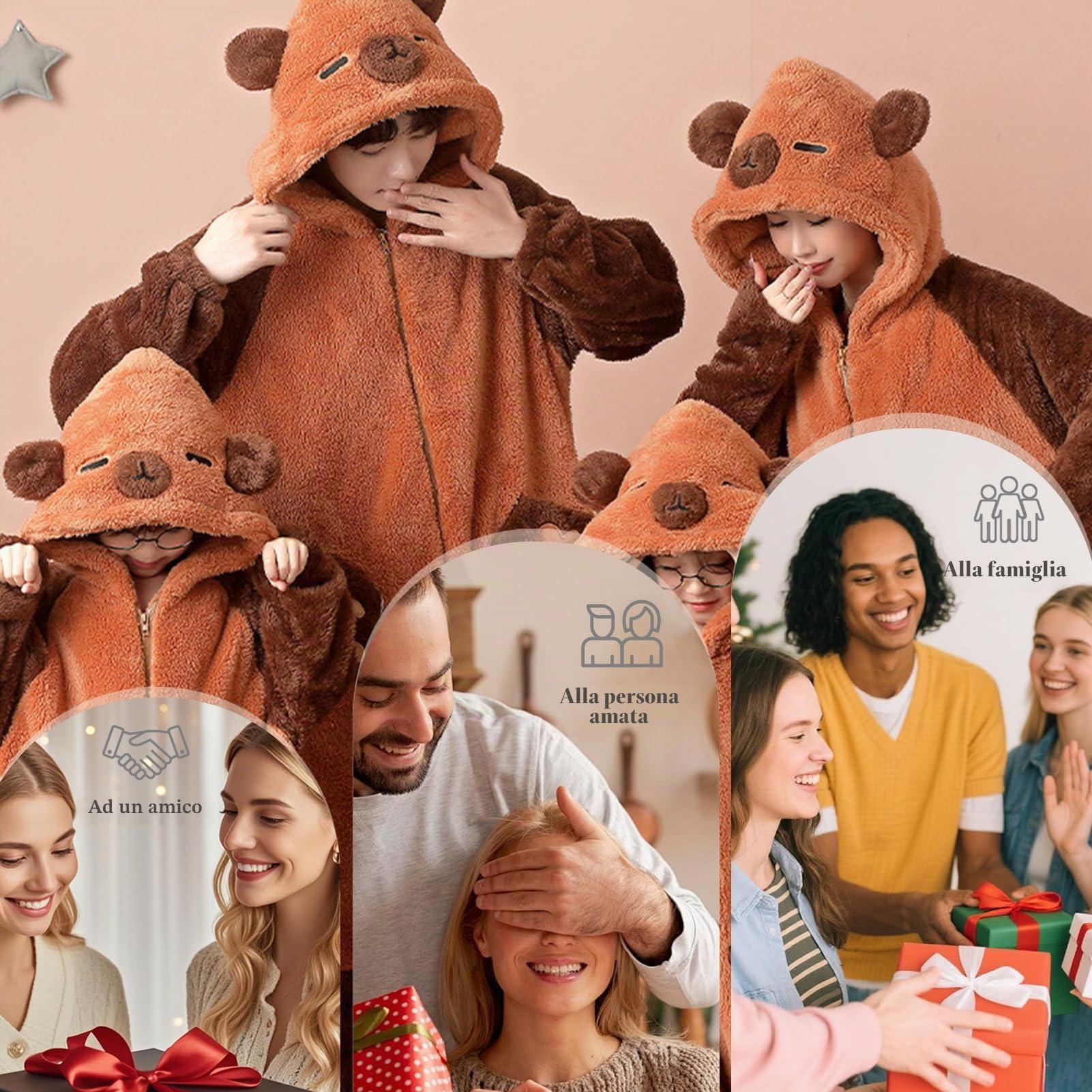 Pigiama Tuta Capibara Unisex Adulto Animale Onesie Cosplay Halloween Carnevale Costume Donna Pigiama Costume Animale Inverno