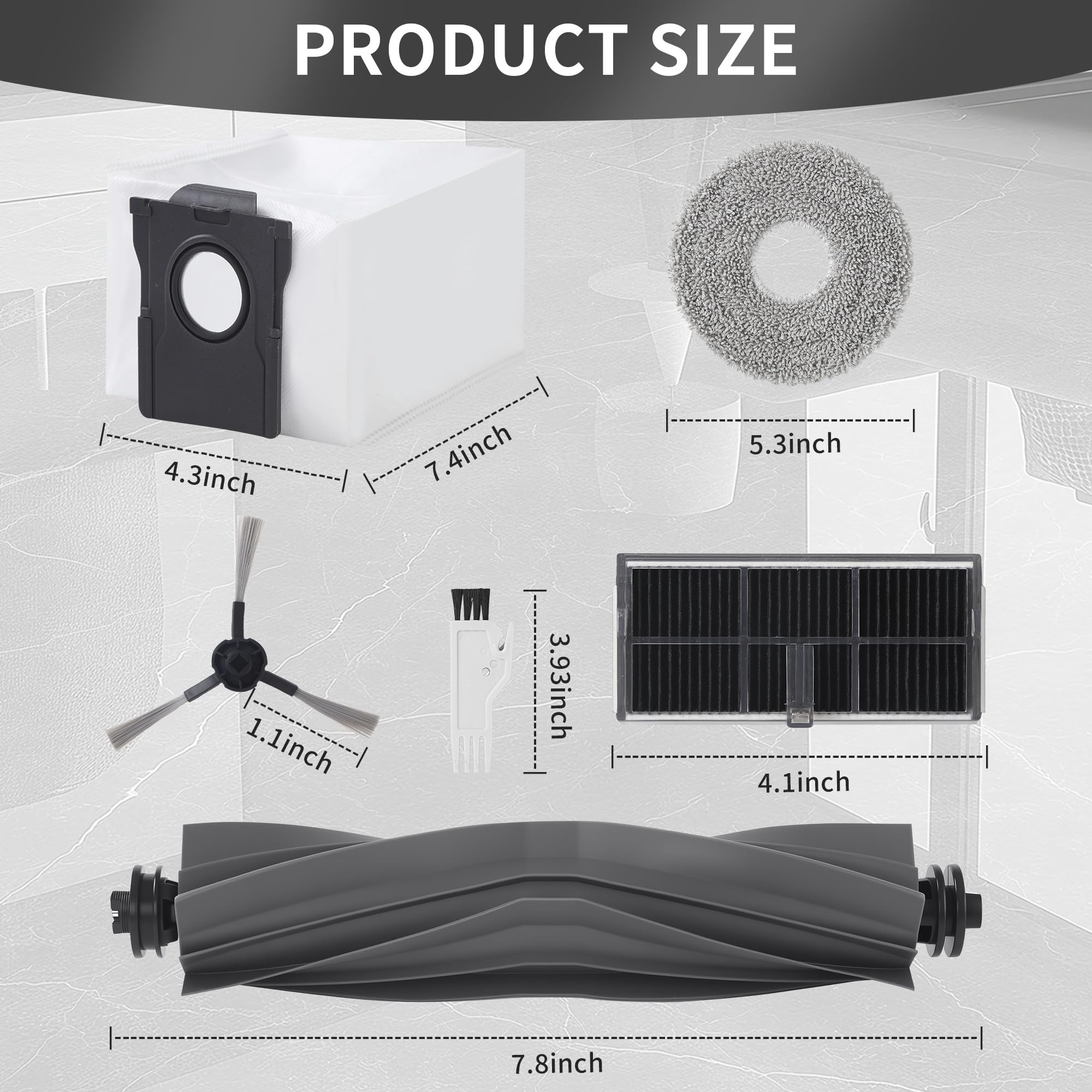 Accessori per Dreame L10s Pro Ultra Heat/L10s Ultra Gen 2/X30 Ultra/Mova E30 Ultra,Include 6 Asciugamani, 6 Spazzole Laterali, 6 Sacchetti a Vuoto, 4 Filtri, 1 Spazzola Principale, 1 Spazzola Piccola