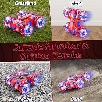 Spider Remote Control Car, 2.4Ghz Headlight Double Sided 360° Rotating Drift Car Toys, RC Stunt Spider Cars Toys for Kids Boys Girls 3-4 4-6 5-7 8-13