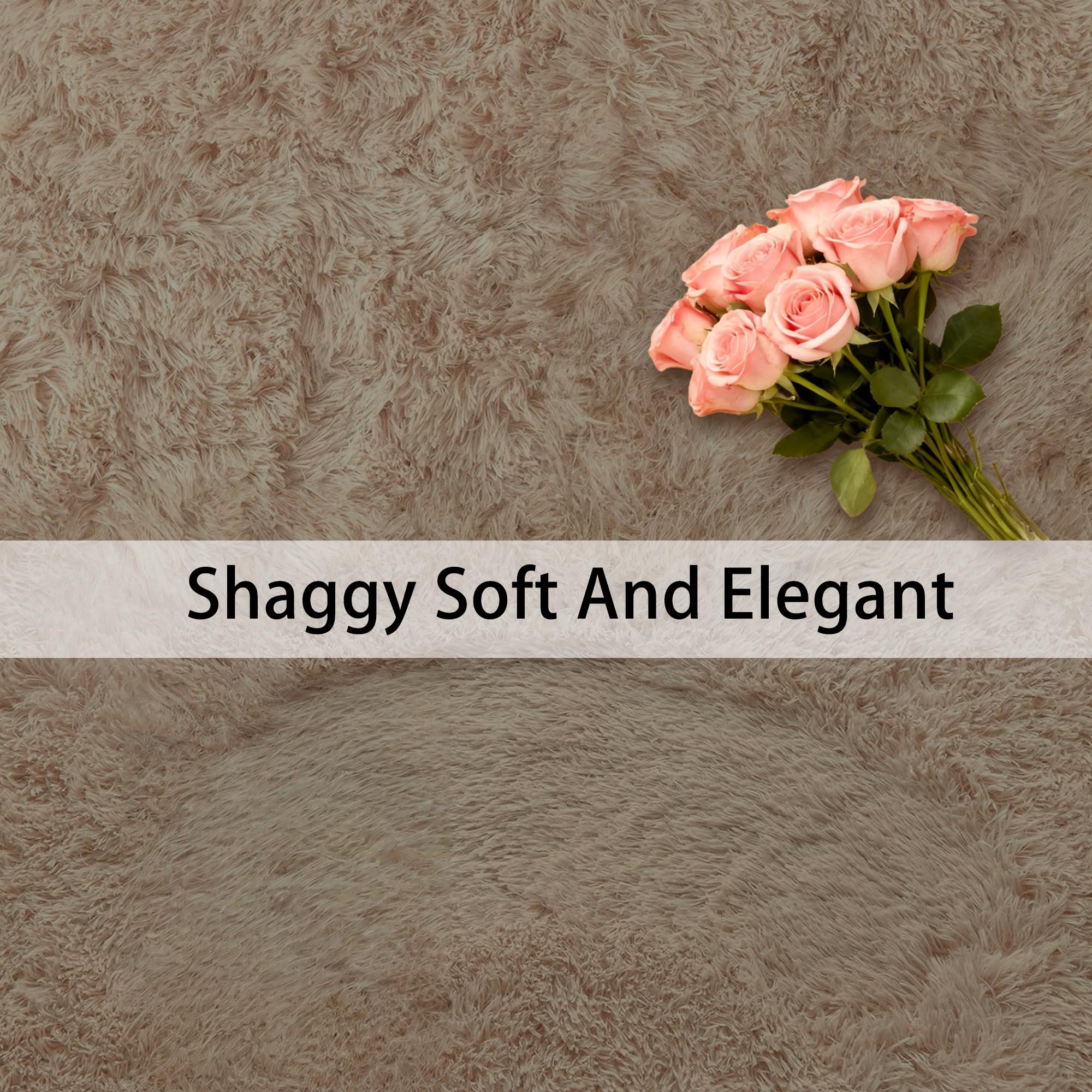 Tapis de Salon 240 x 260 cm Lavable Soft Fluffy Area Rugs Tapis Lavable, Antidérapant, Extra Large, Pelucheux et Moderne, pour Salon Chambre Filles Enfants, Chameau