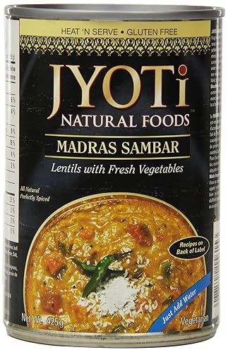 Jyoti Natural Foods Madras Sambar lentejas amarillas con verduras vegetariano latas de 1499oz paquete de 12
