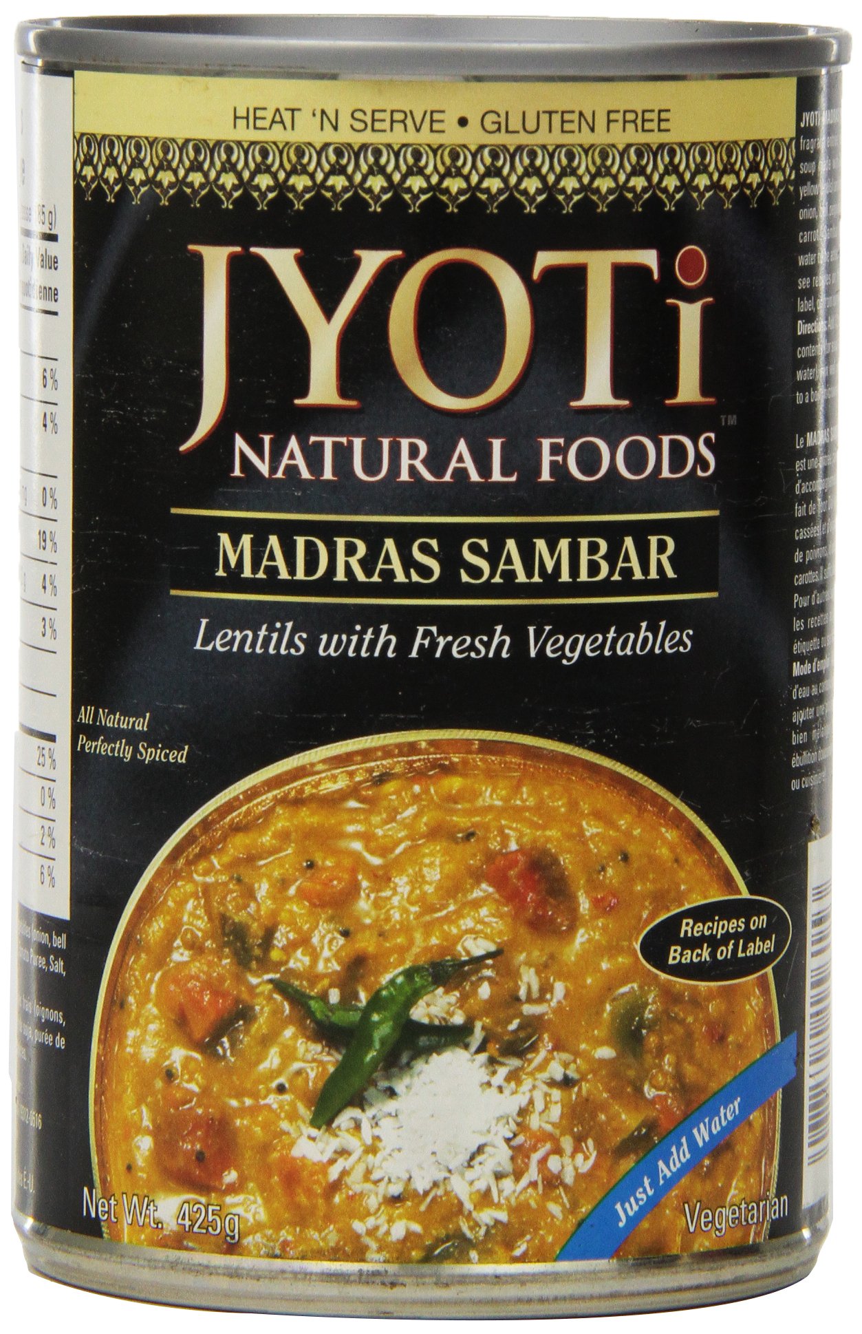 Jyoti Natural Foods Madras Sambar, Yellow Lentils with Vegetables, 15 Ounce