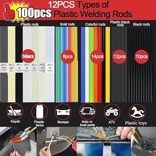 Miniatura 4 de Soldador de plástico mejorado de 220 W, kit de soldadura de reparación de soldadura de plástico 2 en 1, 1000 unidades, pistola de soldadura en