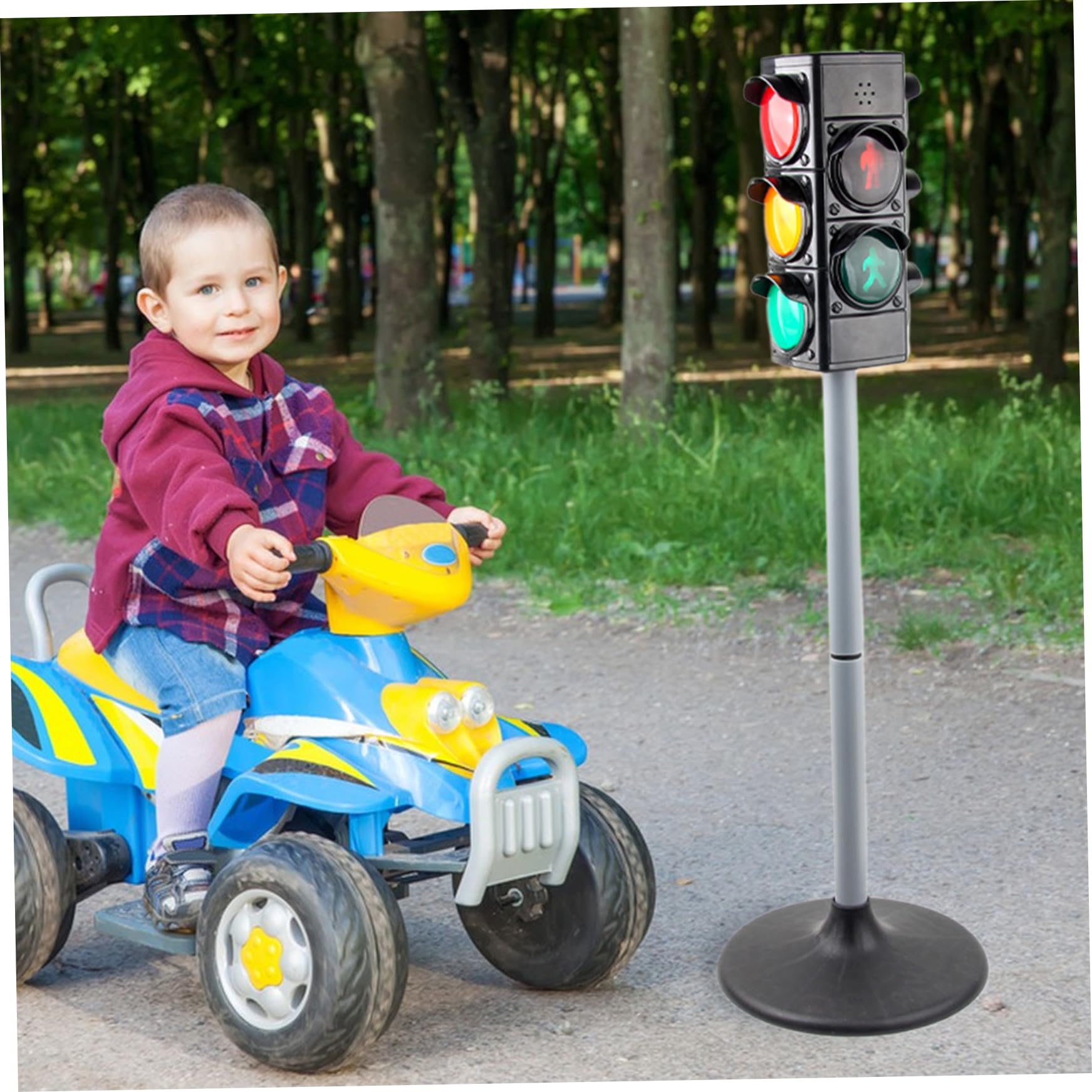 Semáforo de juguete de 27 pulgadas, luz de freno, modos manual/automático, lámpara de semáforo con luz y sonido, luces de tráfico realistas ajustables en altura, juguetes educativos, regalos de c