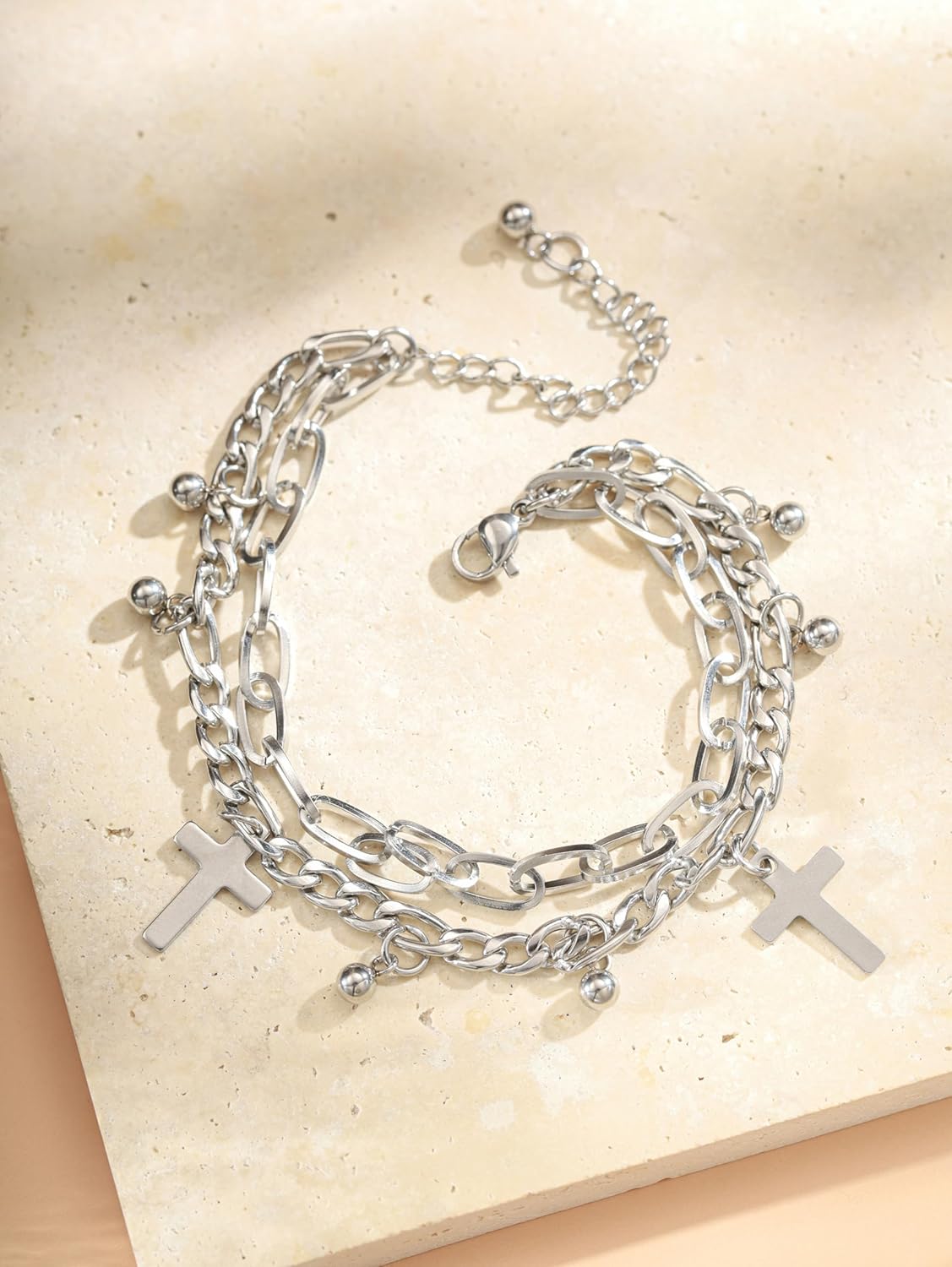 Sacina Y2k Aesthetic Cross Bracelet, Cross Y2k Grunge Bracelets, Silver-tone Charm Jewlery, Christmas New Year Jewelry Gift for Women - Image 7