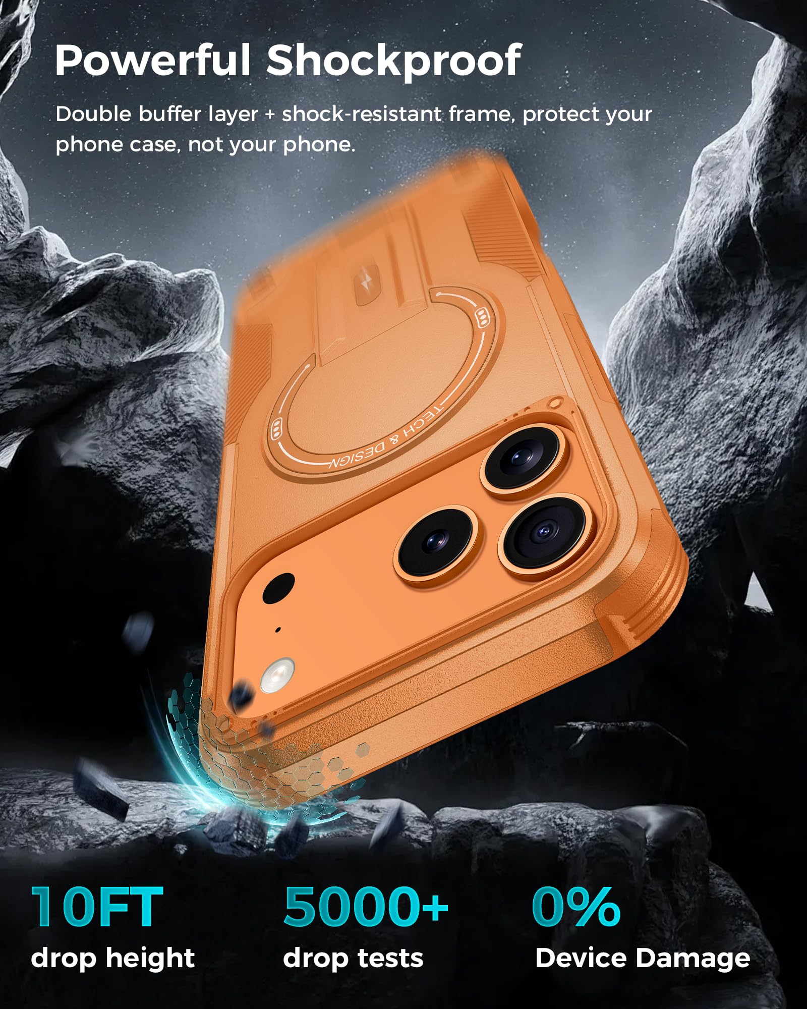 Goton Custodia 4in1 per iPhone 17 Pro con clip da cintura fondina arancione