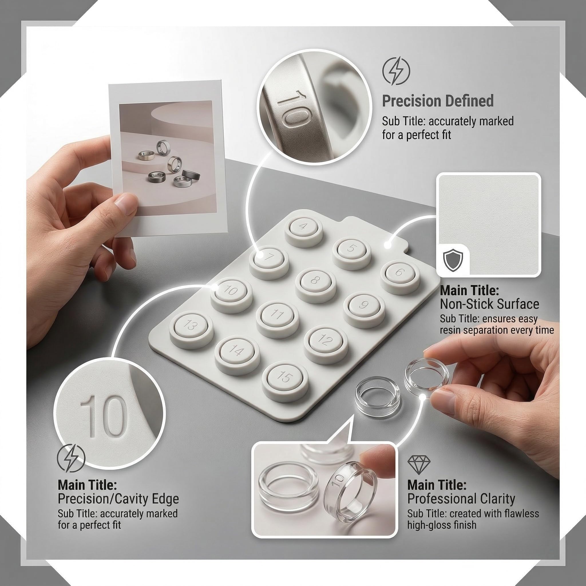 Oura Ring 4 Smart Ring Sizing Kit Sizes 4-15 White