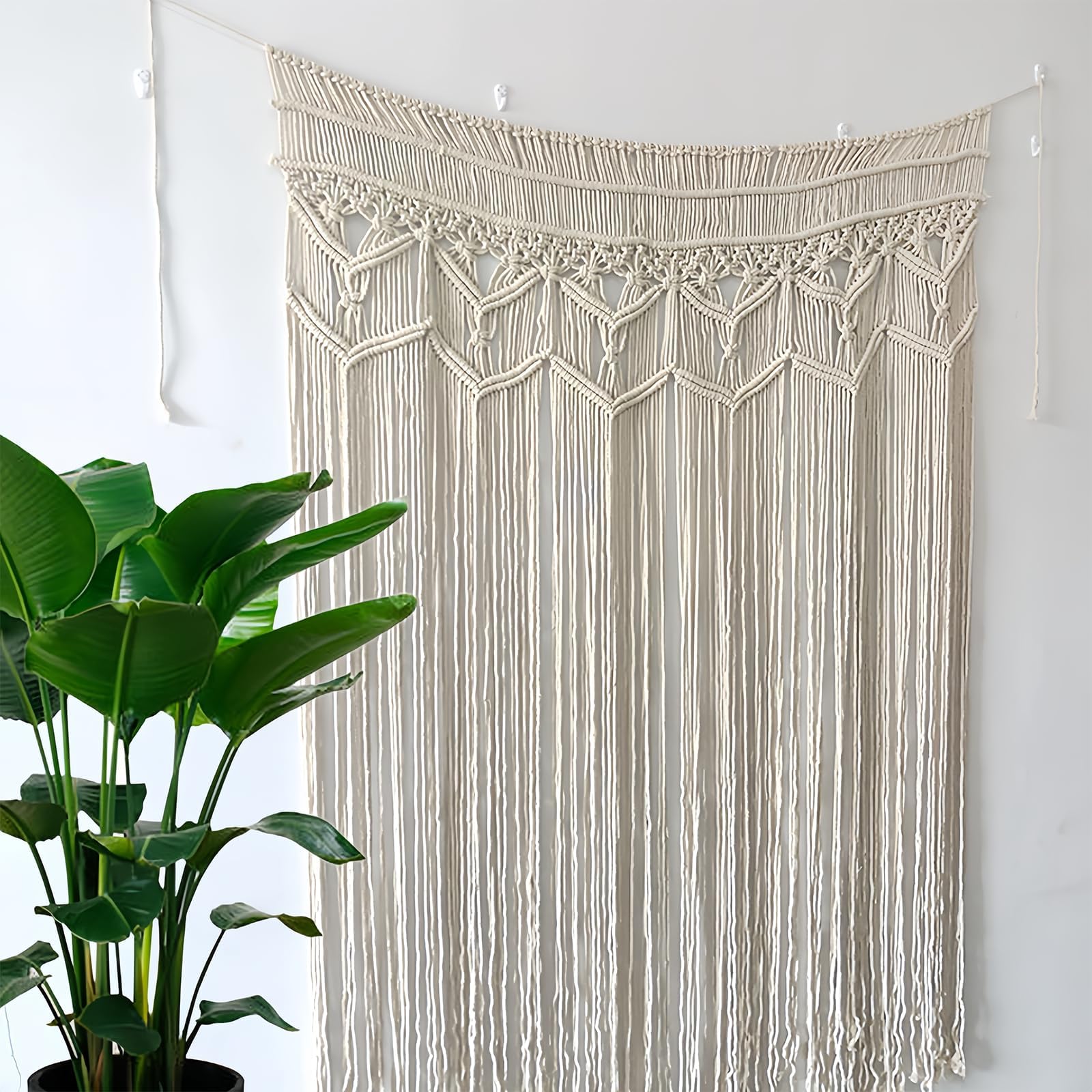 BORDEAG Arazzo da parete Macramé Tessuto a mano: Macramé Boemia Nordic Cotone, Tenda da parete Decorazione da parete in cotone, per soggiorno, camera da letto, casa, matrimonio, 100 x 180 cm