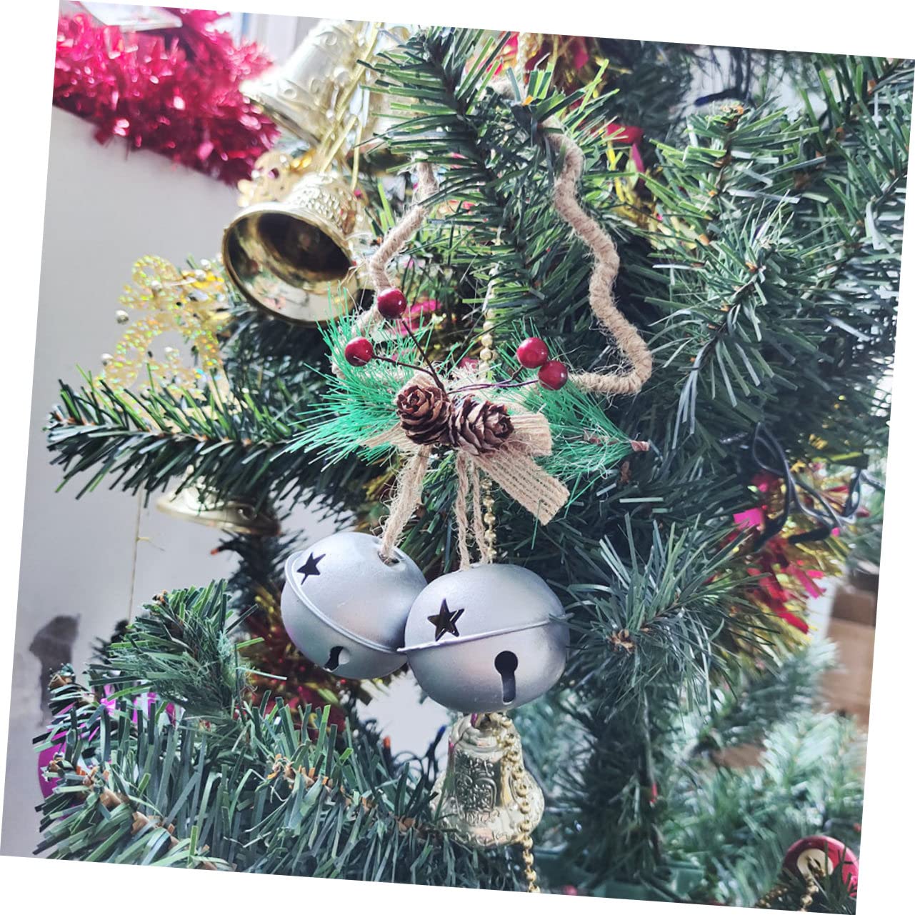 Cabilock 2 Juegos Campanas De Navidad Colgando Campanas De Vaca Navideñas Campana De Oro Guirnalda Adornos Colgantes Navidad Empavesado Festivo Decoraciones Metal 2 Piezas * 2