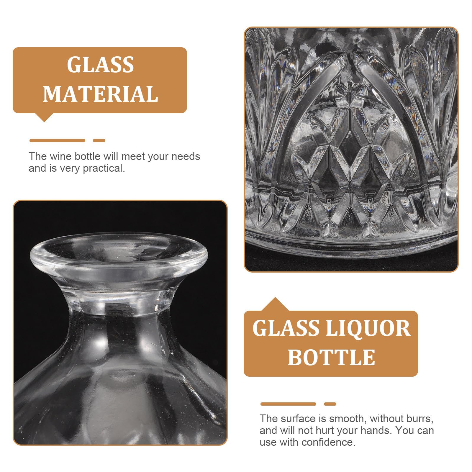 Carafe à Whisky Facile à Ouvrir 280ml en Verre Élégante Bouchon en Verre pour et Décantation D'alcool