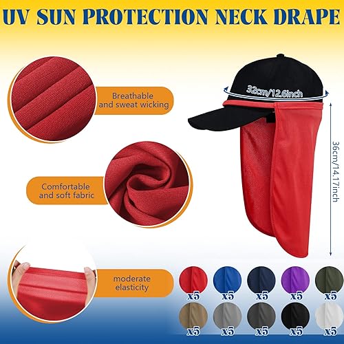 Miniatura 7 de 50 piezas de protección solar UV cuello drapeado, protector de cuello protector de cuello protector facial para mujeres y hombres