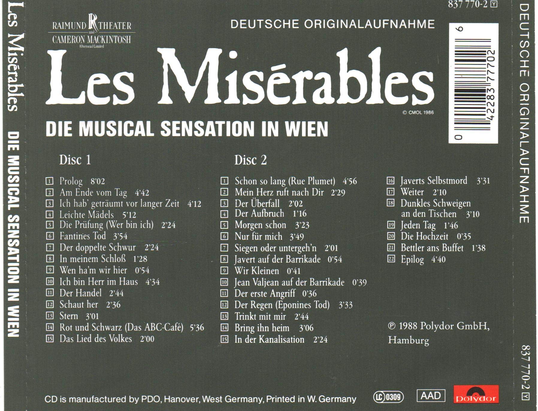 Les Misérables - Die Musical Sensation in Wien (Deutsche Originalaufnahme)