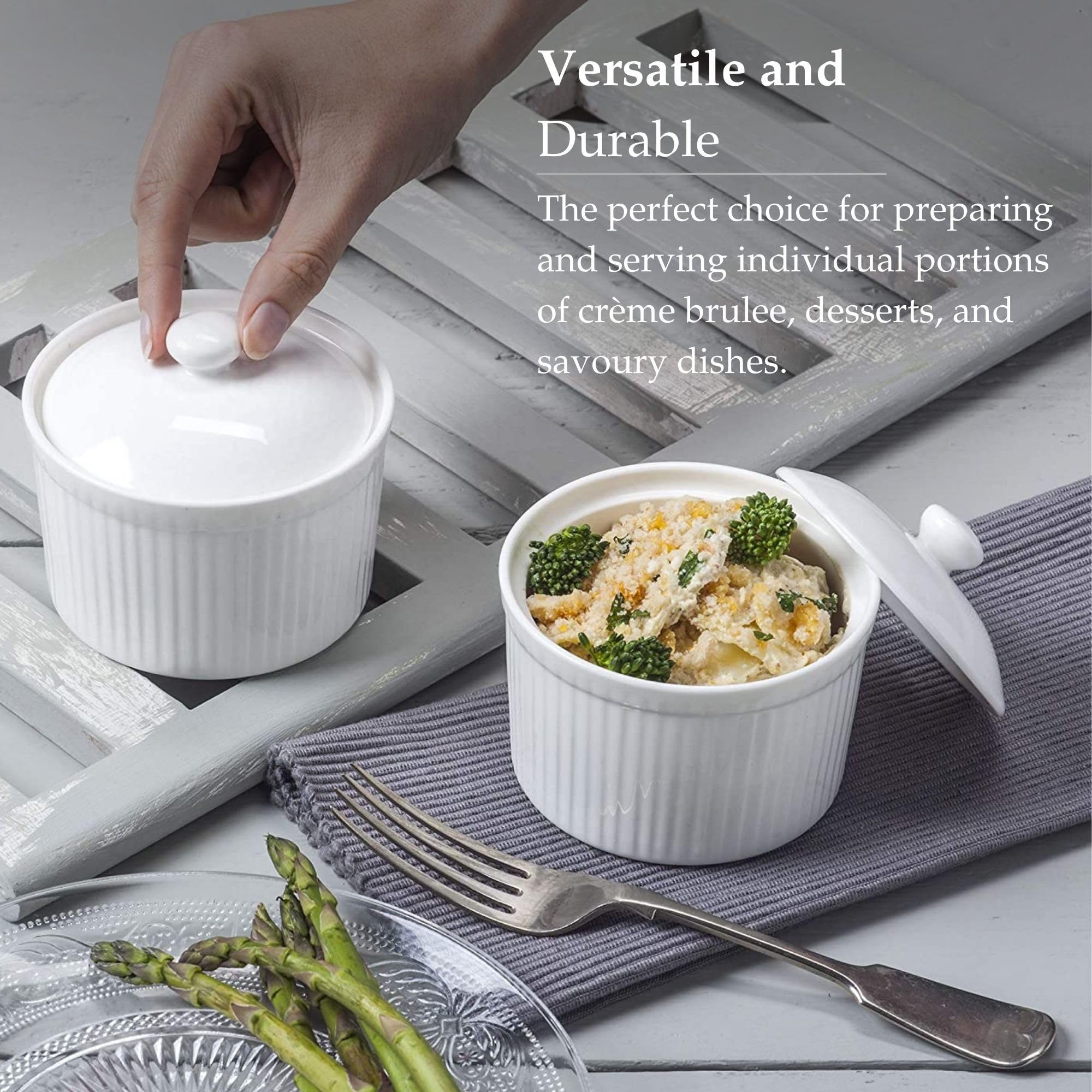 WM Bartleet & Sons 1750 set di 2 tradizionale porcellana Deep stampini con coperchi, bianco, Set of 2-7.5x7.5x6cm