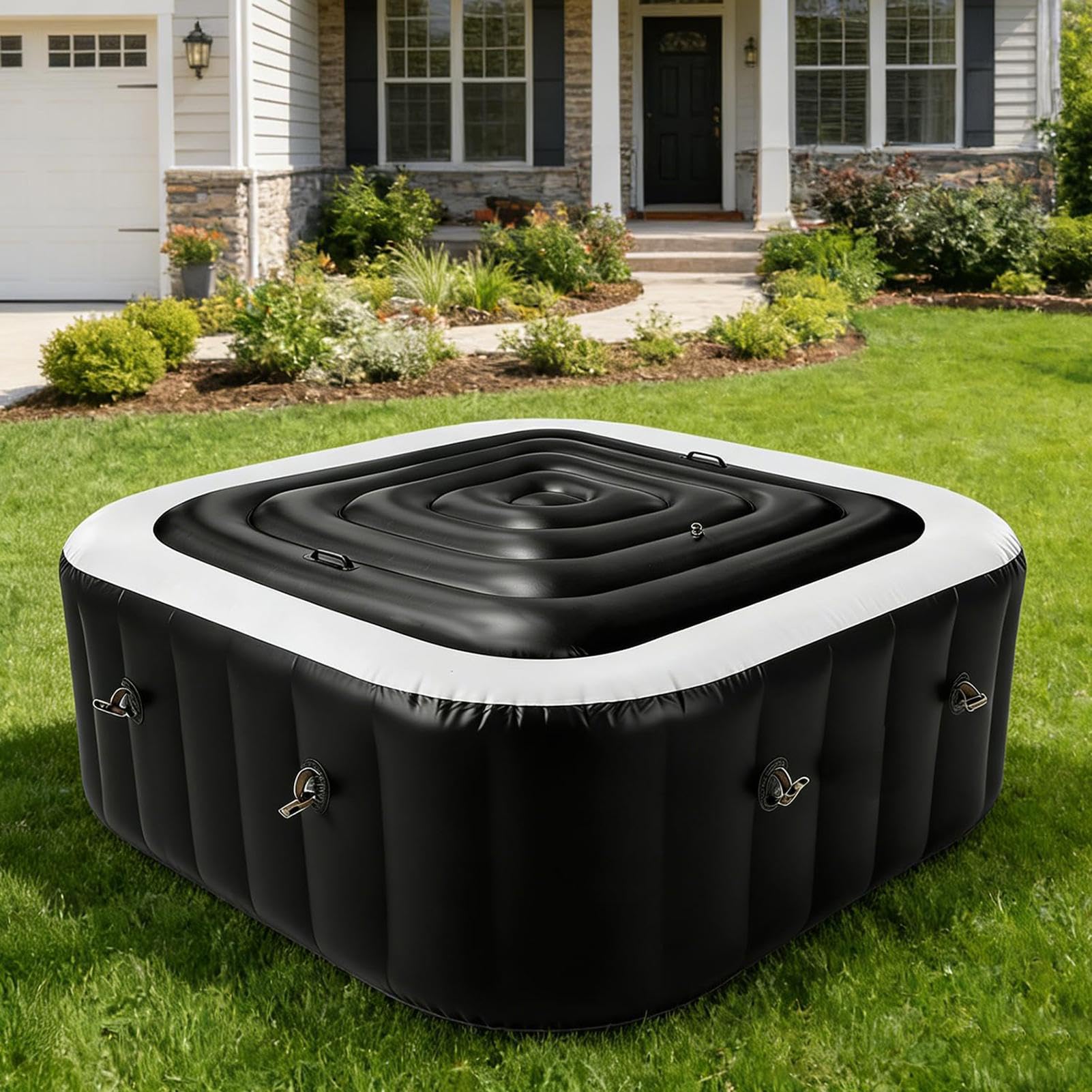 Couverture De Spa, 130/165 Cm PVC Housse De Spa Gonflable, Couverture Thermique Carrée avec Poignées pour Salle De Bain, Maison, Intérieur, Hôtel