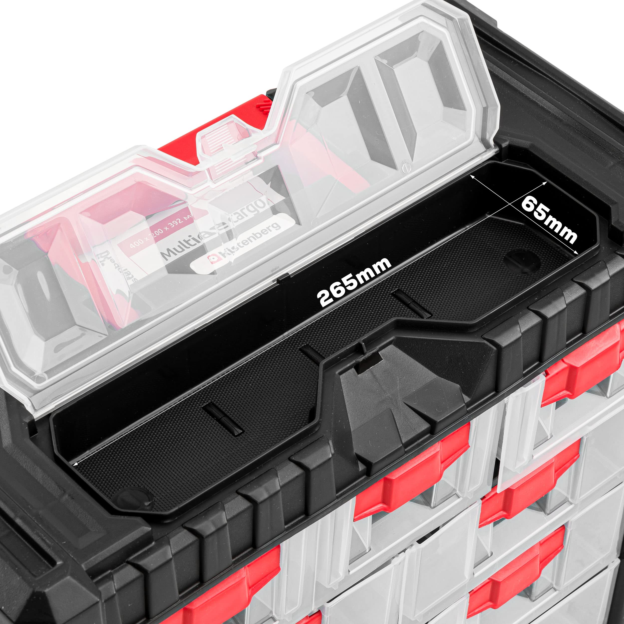 Caja Maleta Taller Maleta Organizador Cajones Organizador de Herramientas Estante Estante Tornillos Plástico Negro Transparente 40 x 20 x 39,2 cm