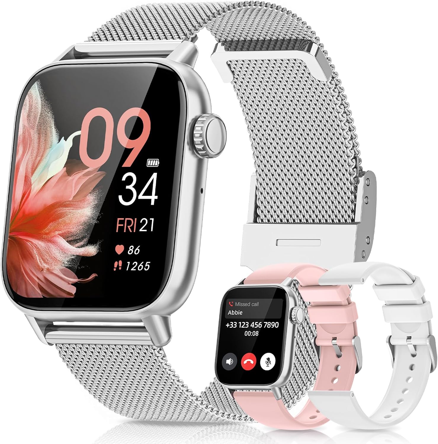 Reloj inteligente para mujeres, Reloj inteligente para teléfonos Android  Realizar llamadas de respuesta, Reloj Fitness Tracker de 110 modos