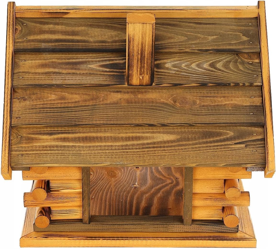 MAZUR Vogelfutterhaus aus Holz | 34,5x38x112 | Ständer | | Hand-Made | Vogelfutterspender | Vogelfutterstation | Vogelhaus | Vogelhäuschen | Kleinvögel, Gartenvögel, Singvögel, Wildvögel Wetterfest