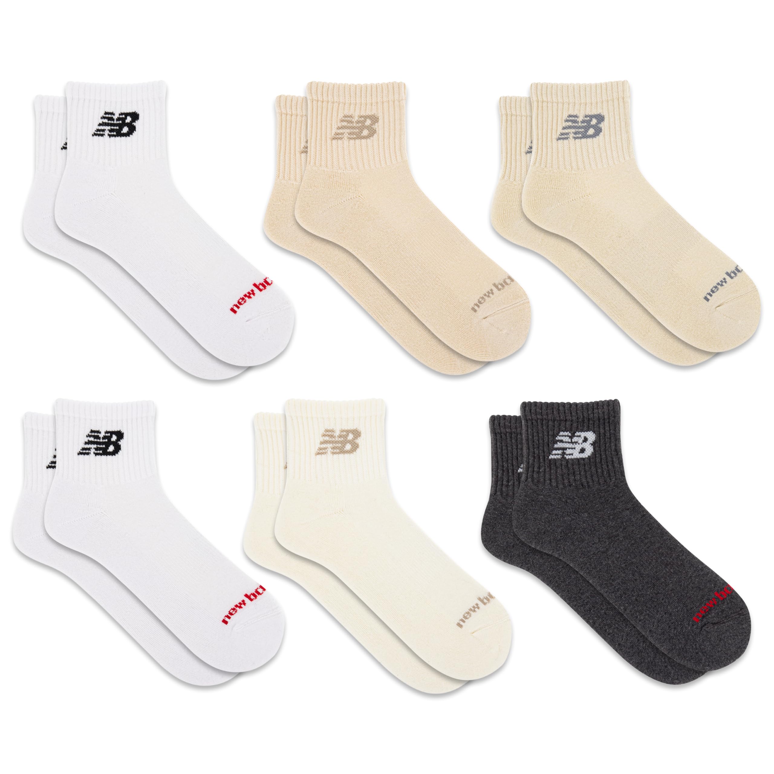 New Balance Everyday Crew & Ankle Socks - 6 Pairs - Cushioned Durable Reinforcement Calcetines tobilleros para uso diario Unisex adulto