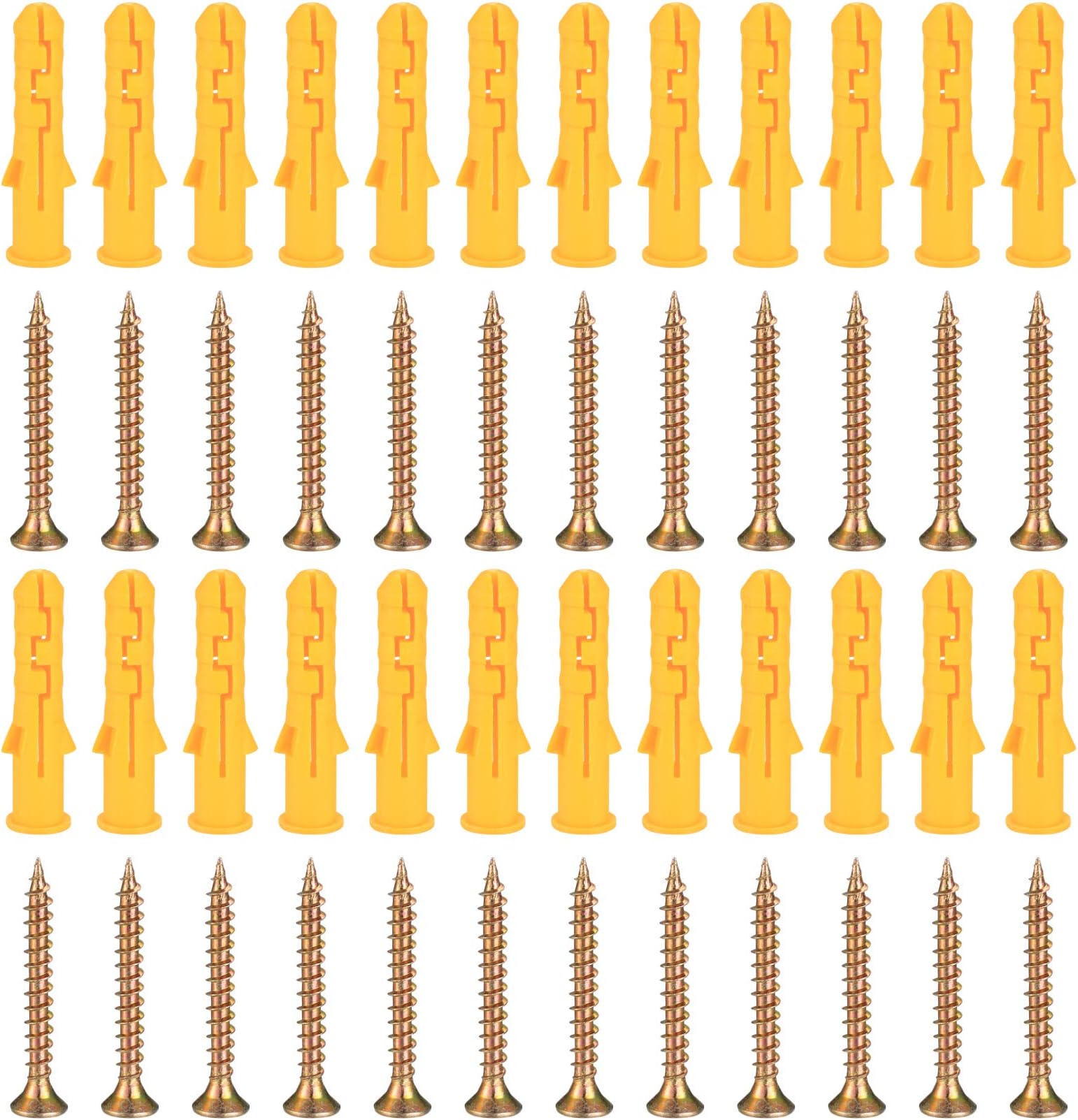 100 Pcs M8 X 40 Masonry Brick Concrete Wall Fixings Screws, Heavy Duty Wood Screws Wall Plugs Kit for Brick, Concrete, Drywall