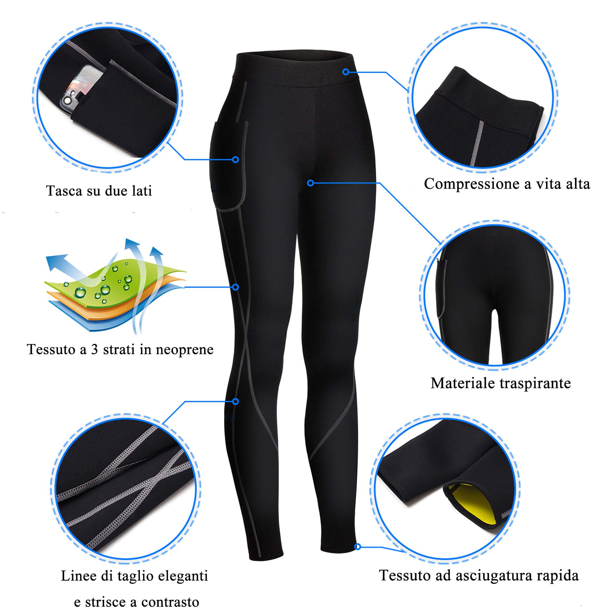 CHUMIAN Pantaloni di Perdita di Peso Pantaloni Sauna Neoprene Donna Termici Dimagrante Leggings Hot Thermo Sauna Sudore Shaper per Fitness
