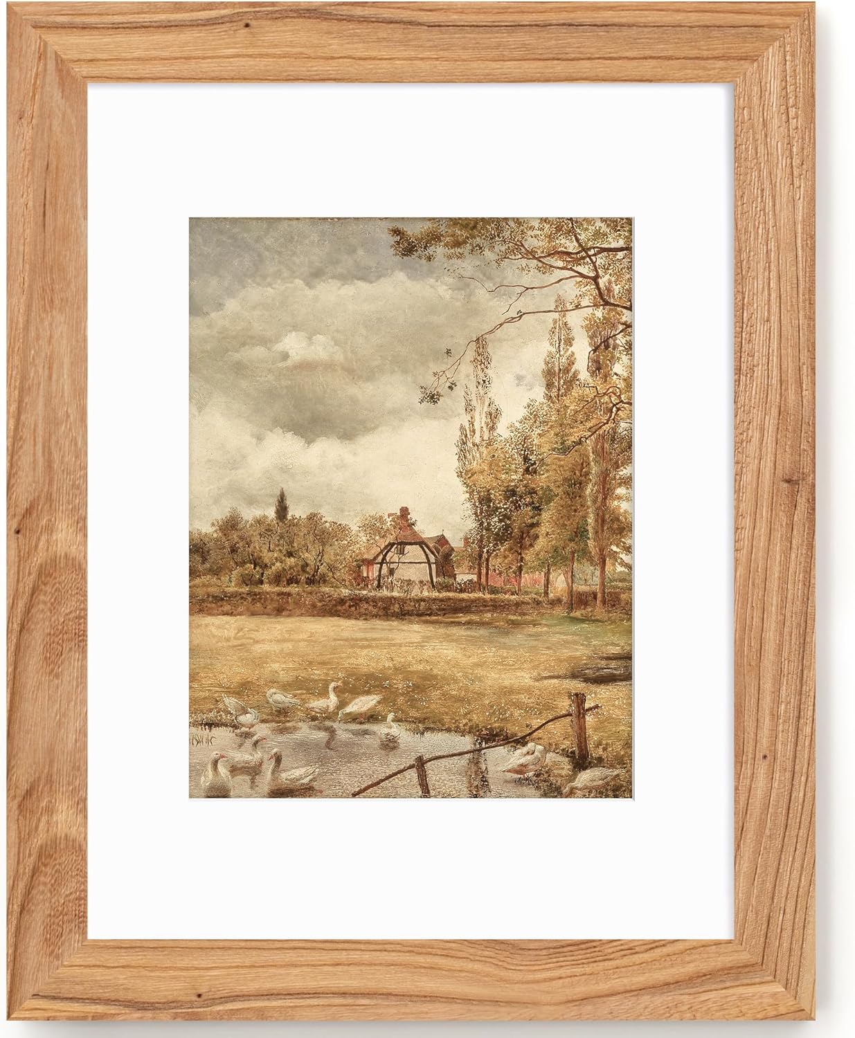 16x20 Picture Frame, Solid Wood Grain Picture Frame-Tempered Glass, Display Poster 11x14 with Mat or 16 x 20 Without Mat, Rustic Picture Frames, 16x20 Picture Frames for Wall, White, 1Pack