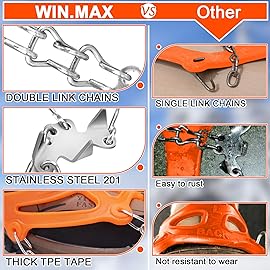 WIN.MAX Crampons for Shoes, Traction Cleats Ice Snow Grips with 19 Stainless Steel Spikes, Shoe Talons Anti - Slip Boots Spikes for Walking, Jogging, Climbing and Hiking (Orange, M)