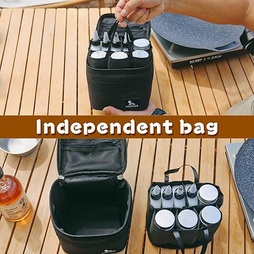 Miniatura 3 de HIKEMAN Juego de especias portátil para acampar con 9 recipientes de especias pimienta y sal para especias, bolsa de almacenamiento separable para