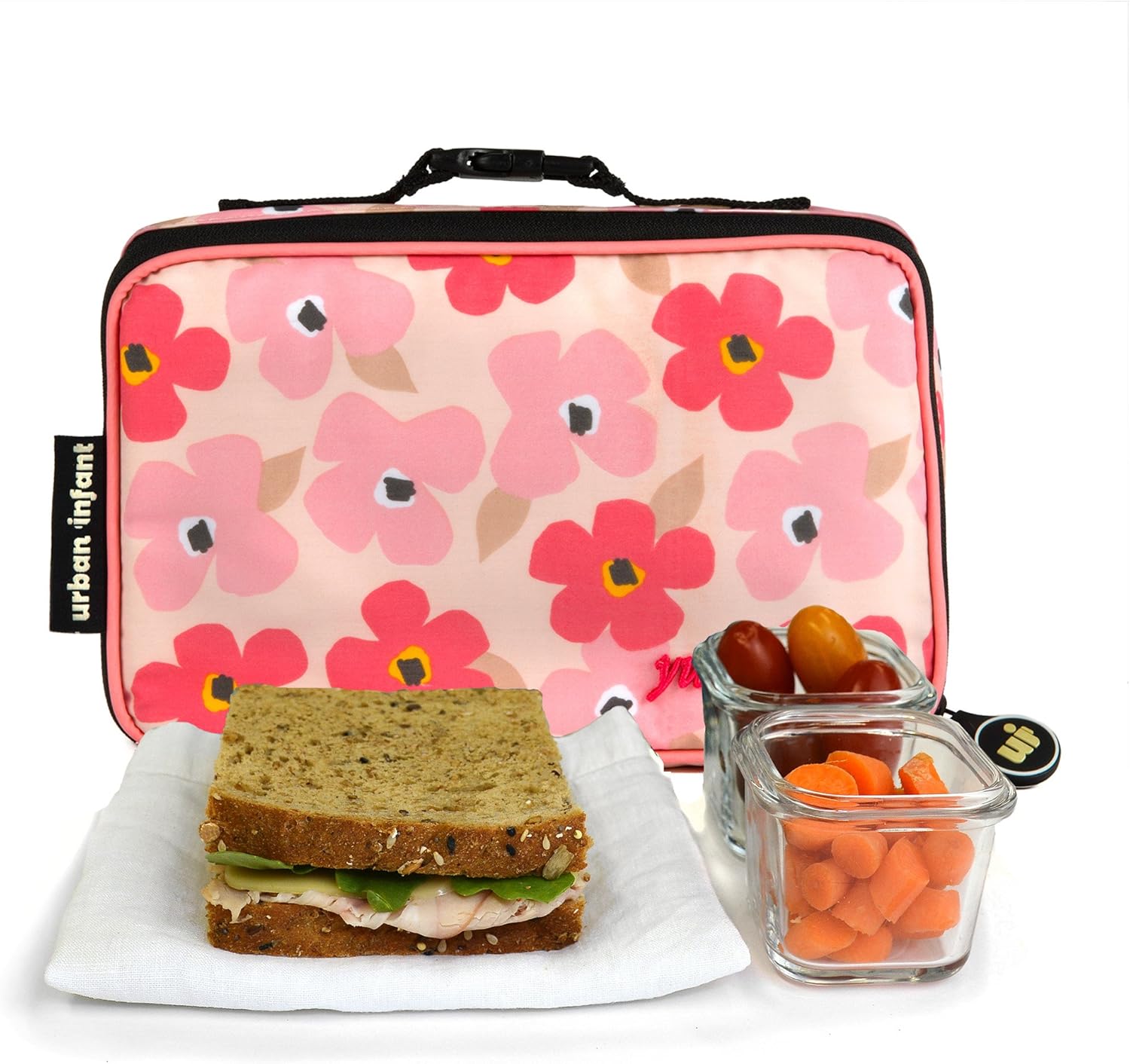 Urban Infant Yummie Kids Lunch Box Insulated Bag - Toddler Boys and Girls – Perfect for Daycare Preschool Travel Snacks – Allergy Alert Cards - Fits Bento Boxes - Poppies - Image 2