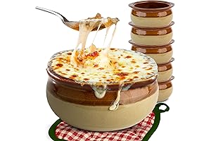 Stock Your Home French Onion Soup Crocks 6 Count (Oven Safe, Two-Toned Ivory Bowls)