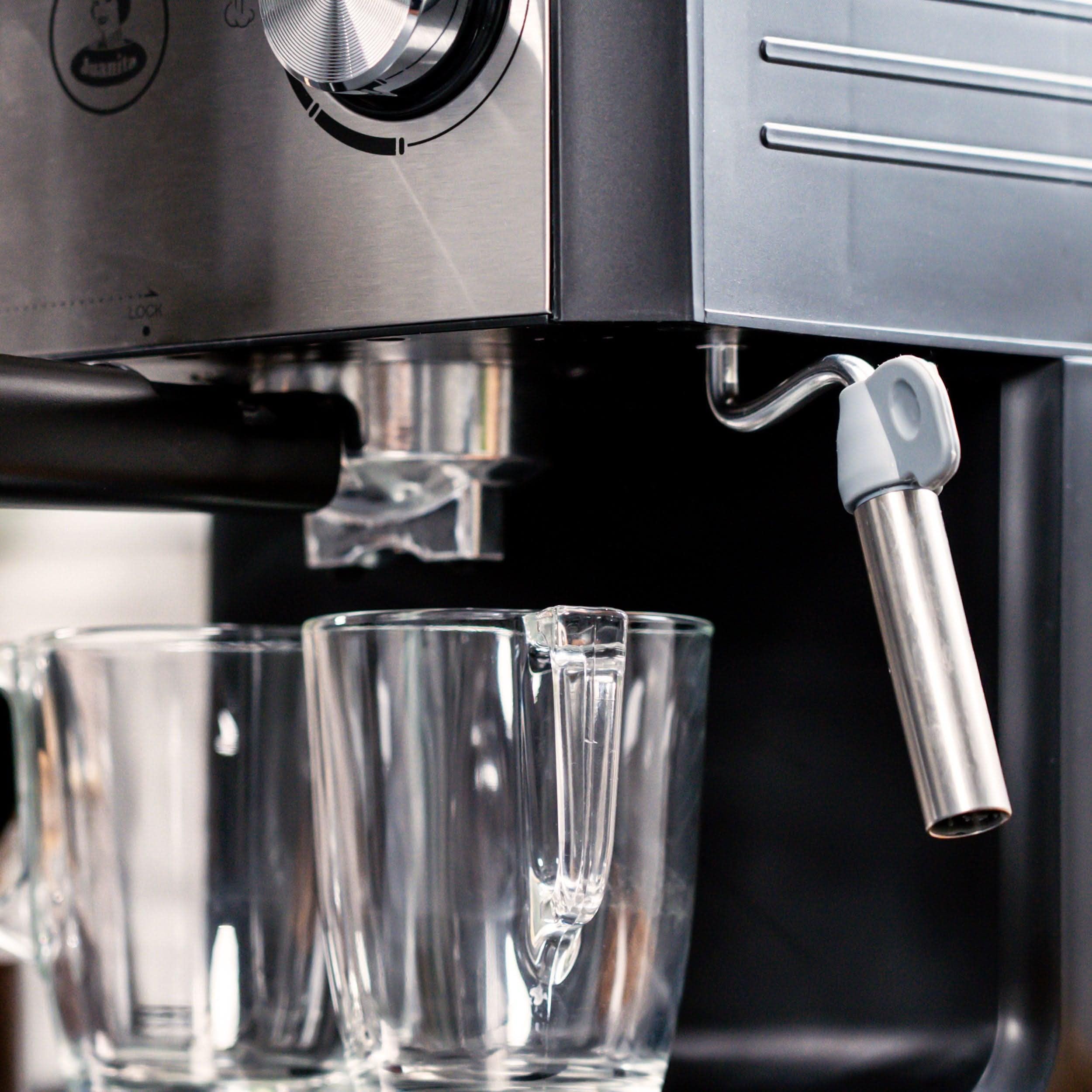 Juanita Brewsquare Macchina Caffè 850W, Macchina Caffe Cialde 20Bar, Coffe Machine 1.6L, Doppia Uscita, Braccio Vaporizzato, Macchinetta Caffe Inox per Espresso e Capuccino, Include Accessori